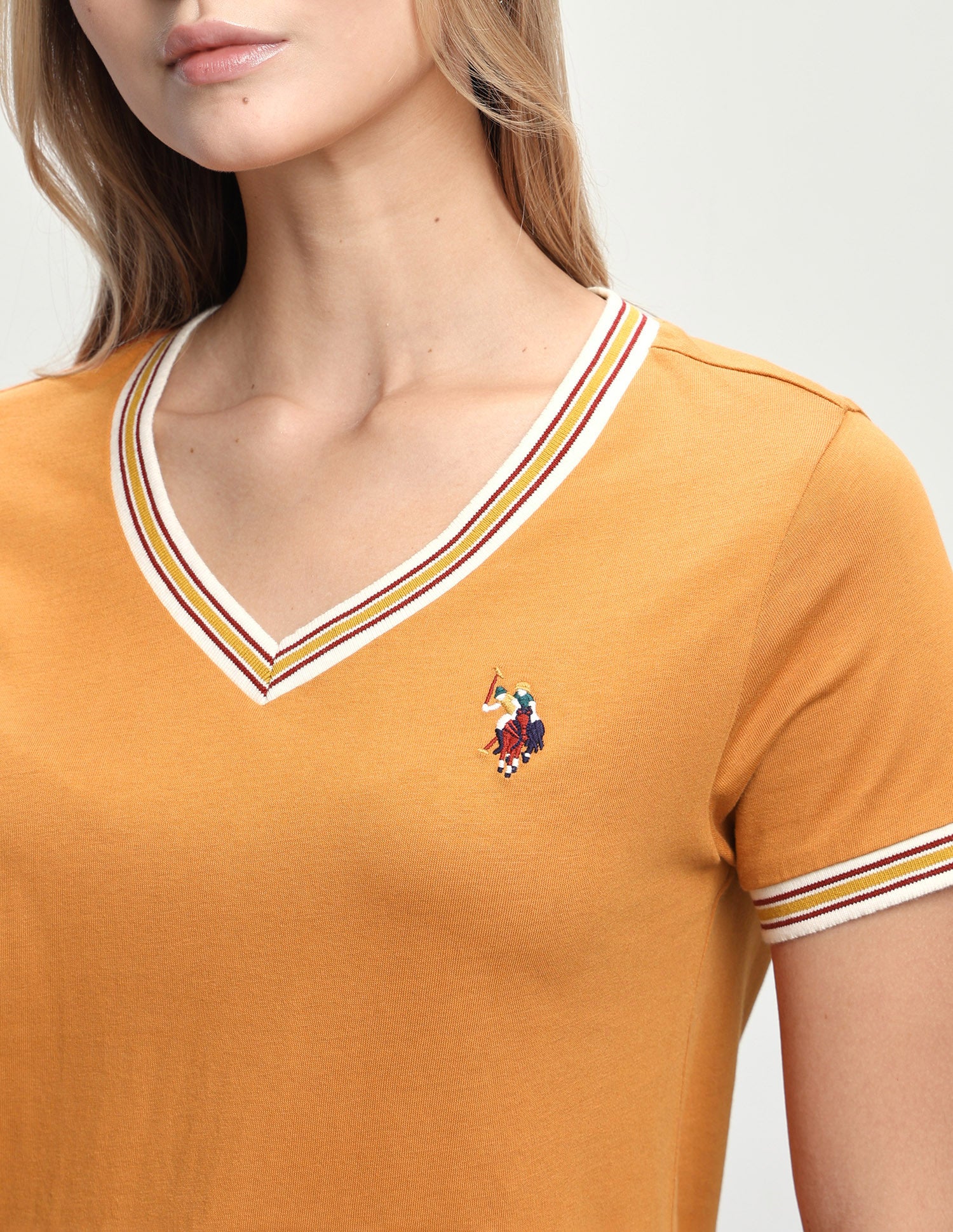 Solid Regular Fit T-Shirt Orange - U.S. Polo Assn. India | Large