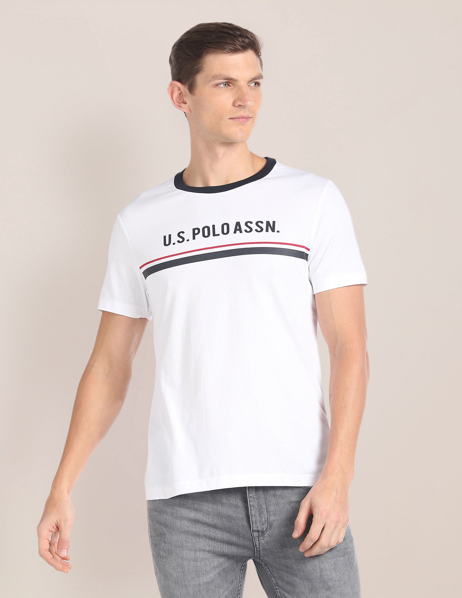 Crew Neck Graphic Print T-Shirt White - U.S. POLO ASSN. | Large