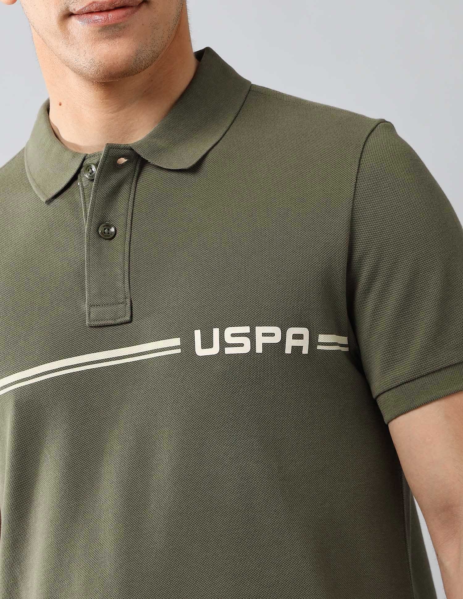 Brand Printed Muscle Fit Polo Shirt Light Olive - U.S. POLO ASSN. | Large