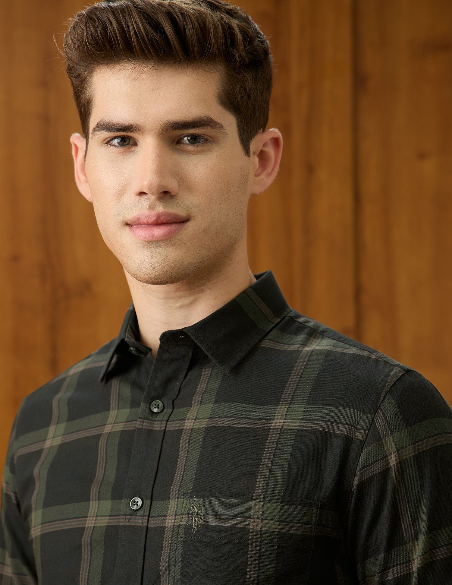 Grid Tattersall Checked Regular Fit Shirt Olive - U.S. Polo Assn. India | Large