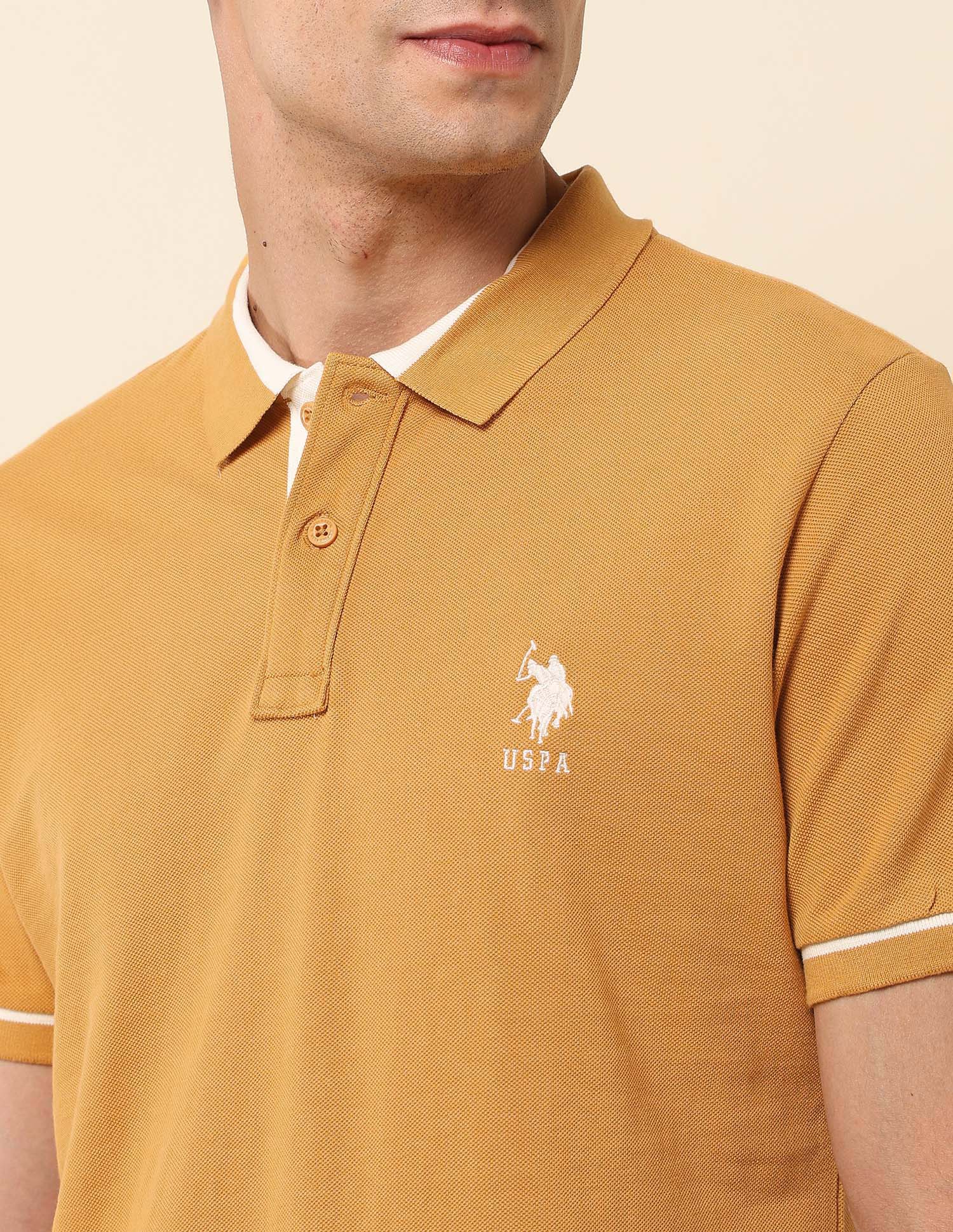 Solid Slim Fit Polo Shirt Mustard - U.S. POLO ASSN. | Large