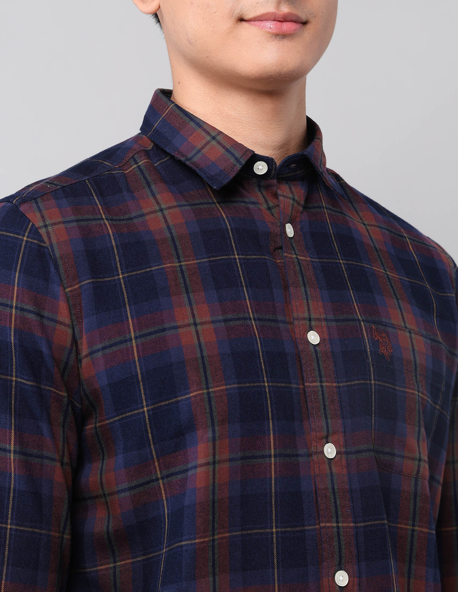 Tartan Checked Regular Fit Shirt Indigo - U.S. Polo Assn. India | Large