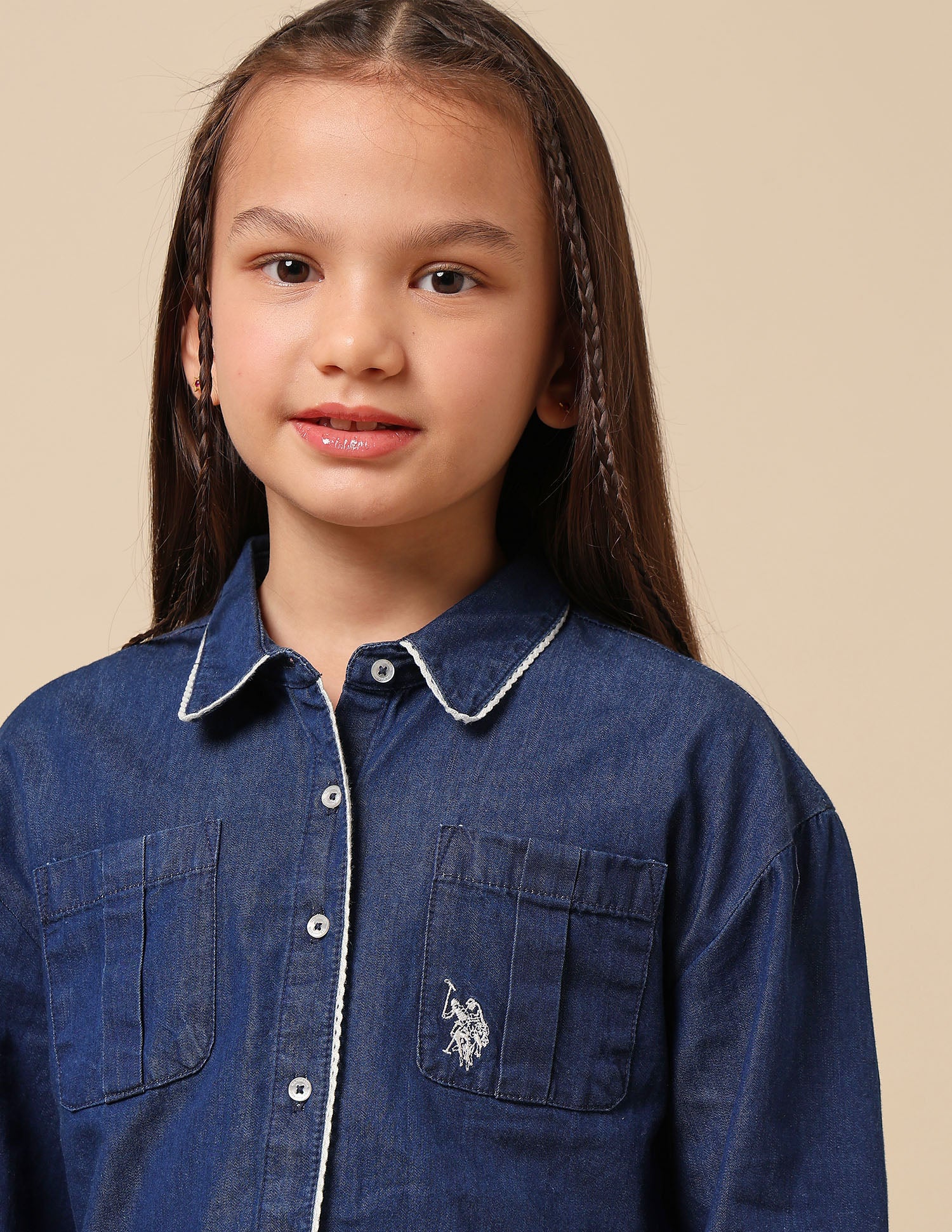 Girls Solid Regular Fit Top Dark Blue - U.S. POLO ASSN. | Large