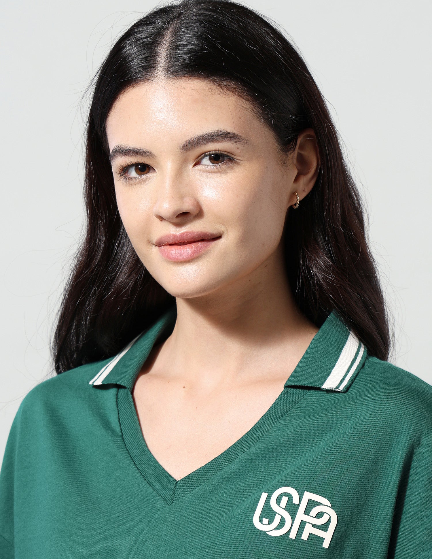 Solid Boxy Fit Polo Shirt Dark Green - U.S. Polo Assn. India | Large