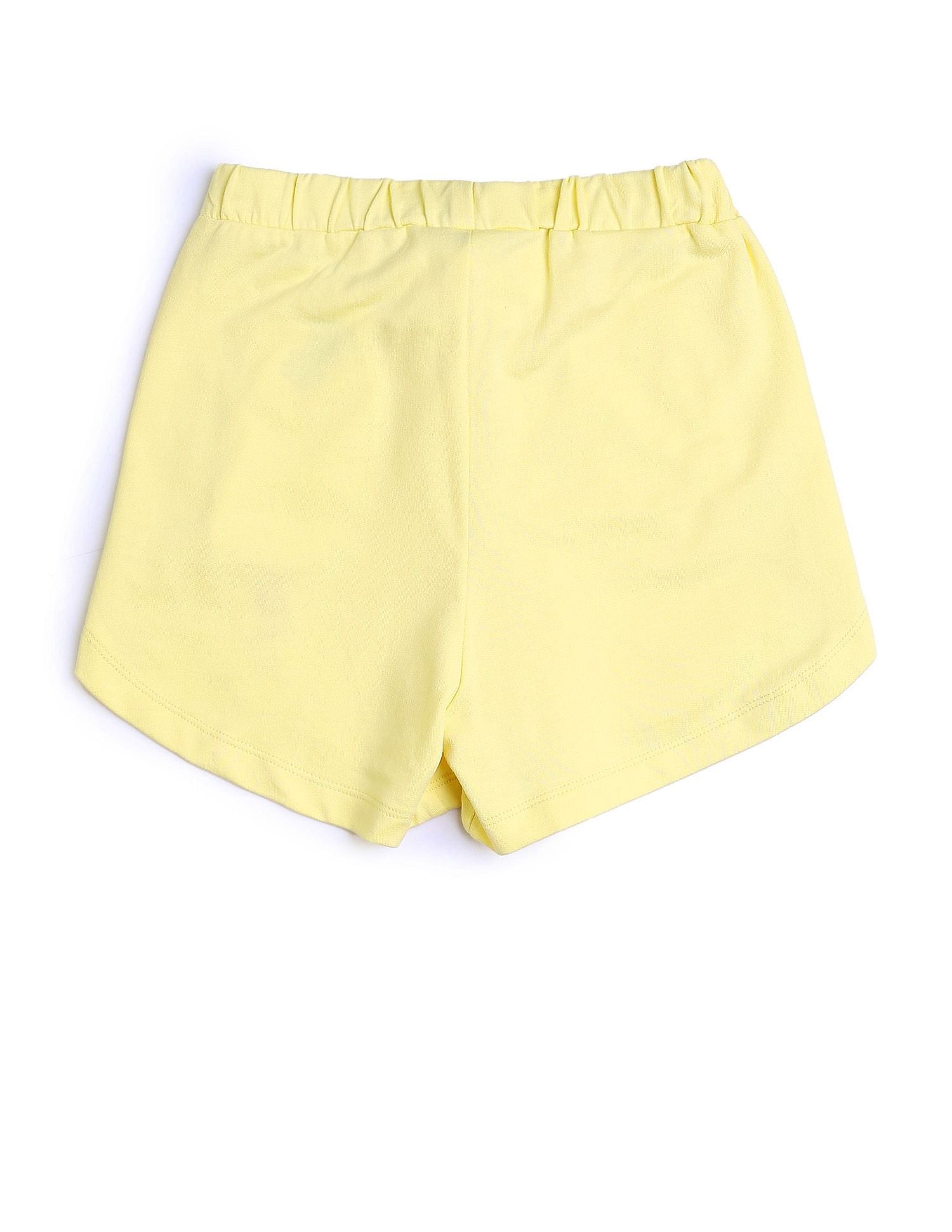 Girls Solid Regular Fit Shorts Light Yellow - U.S. POLO ASSN. | Large