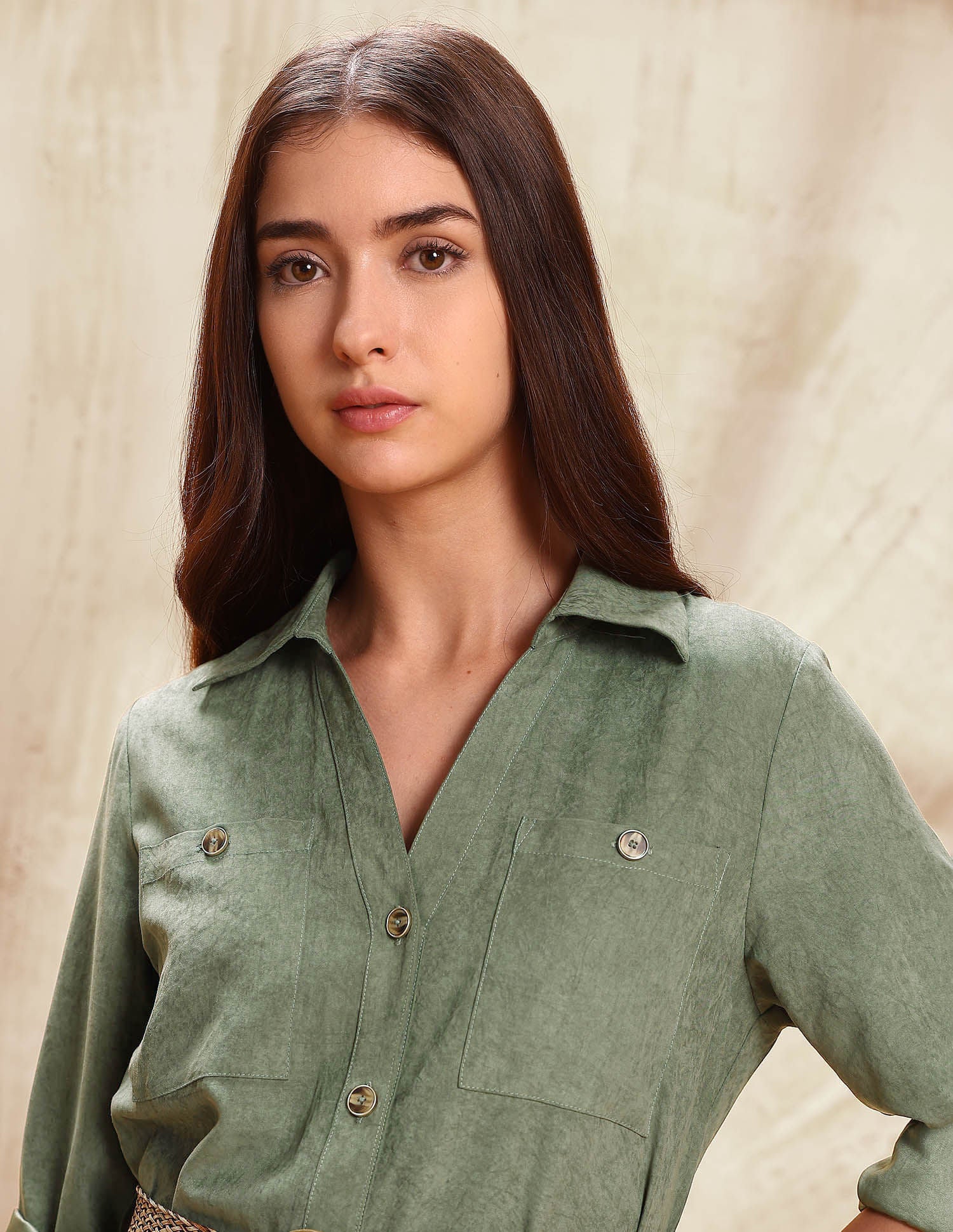 Solid Midi Shirt Dress Green - U.S. POLO ASSN. | Large