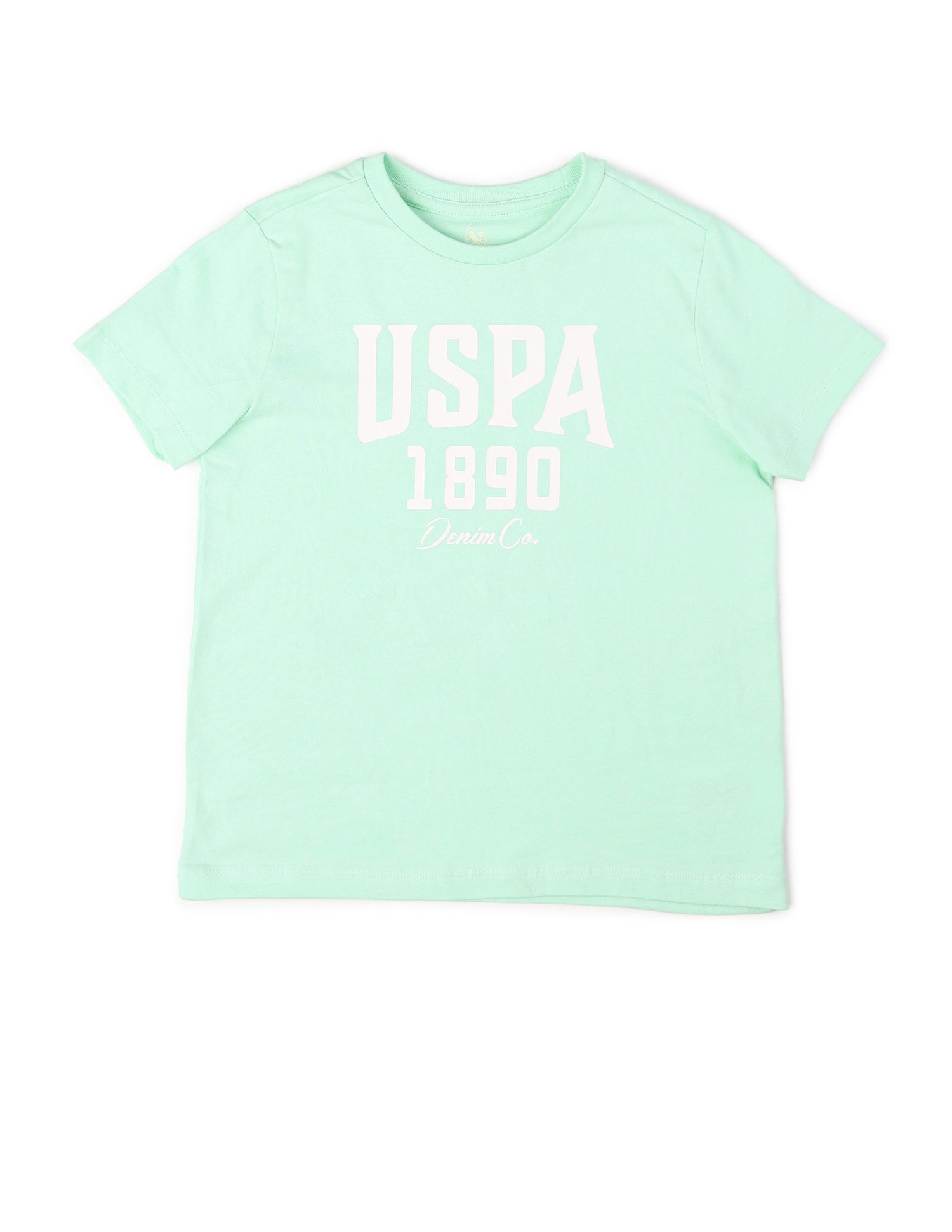 Boys Pure Cotton Brand Printed T Shirt Light Green - U.S. POLO ASSN. | Large