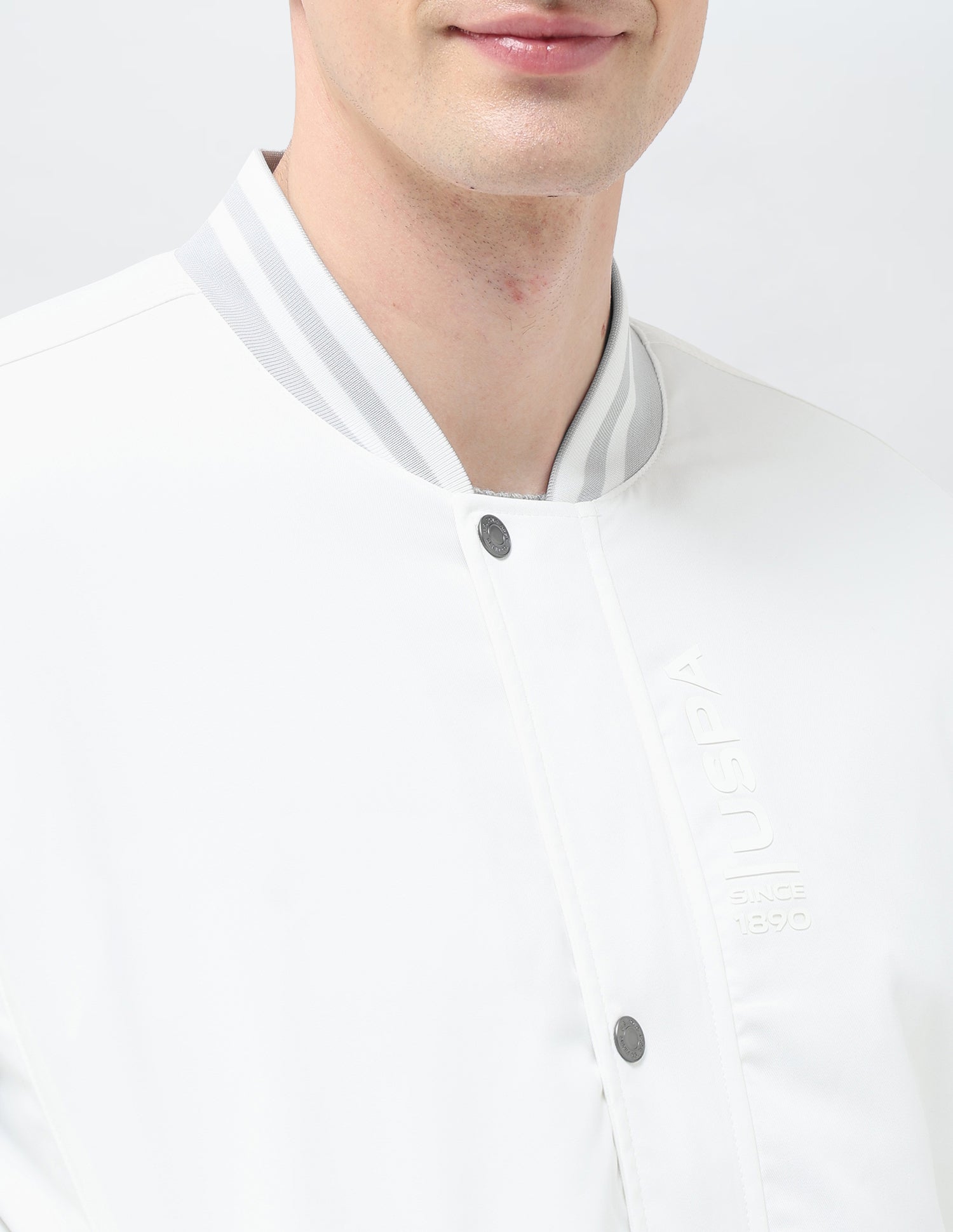 Solid Regular Fit Bomber Jacket Off White - U.S. Polo Assn. India | Large