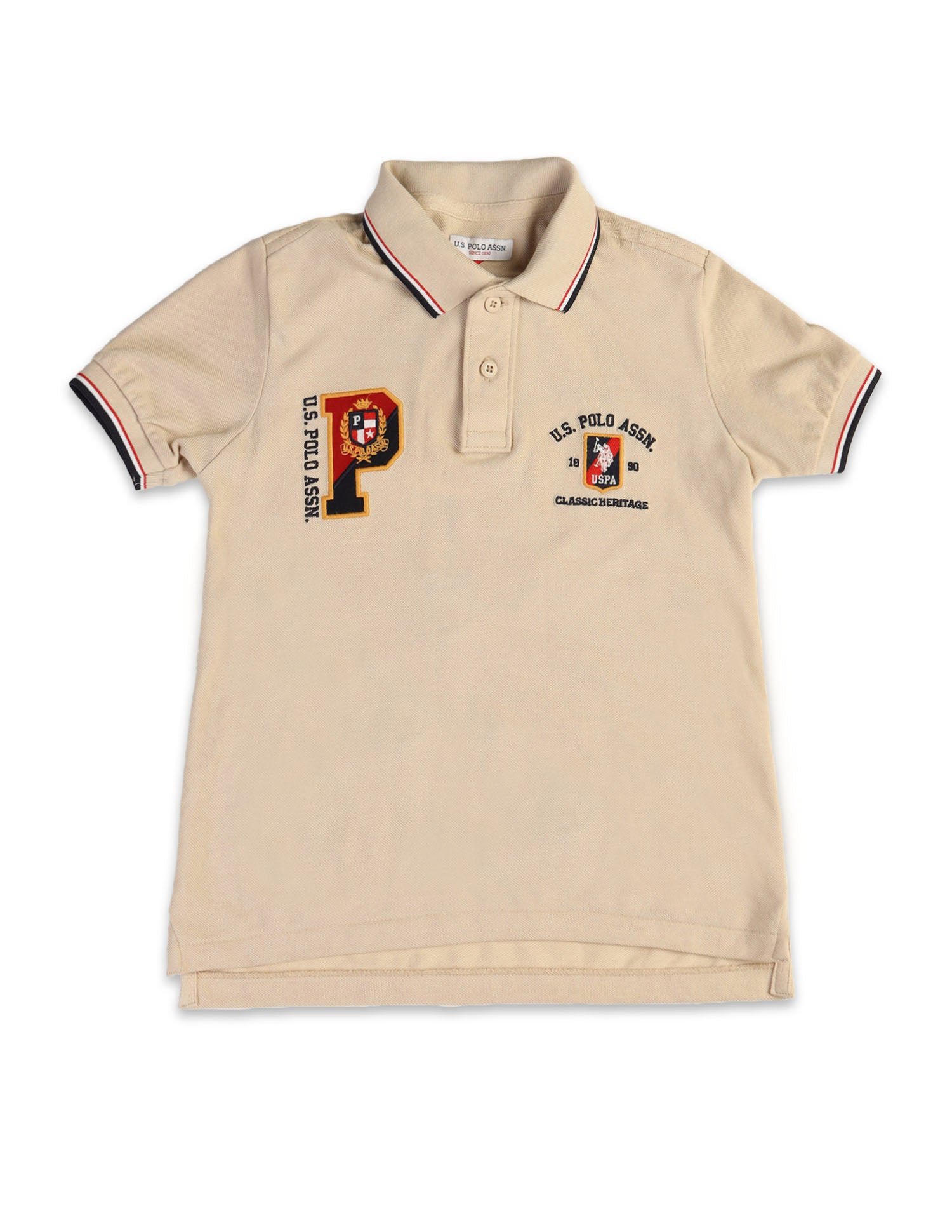Boys Numeric Brand Embroidered Regular Fit Polo Shirt Beige - U.S. POLO ASSN. | Large