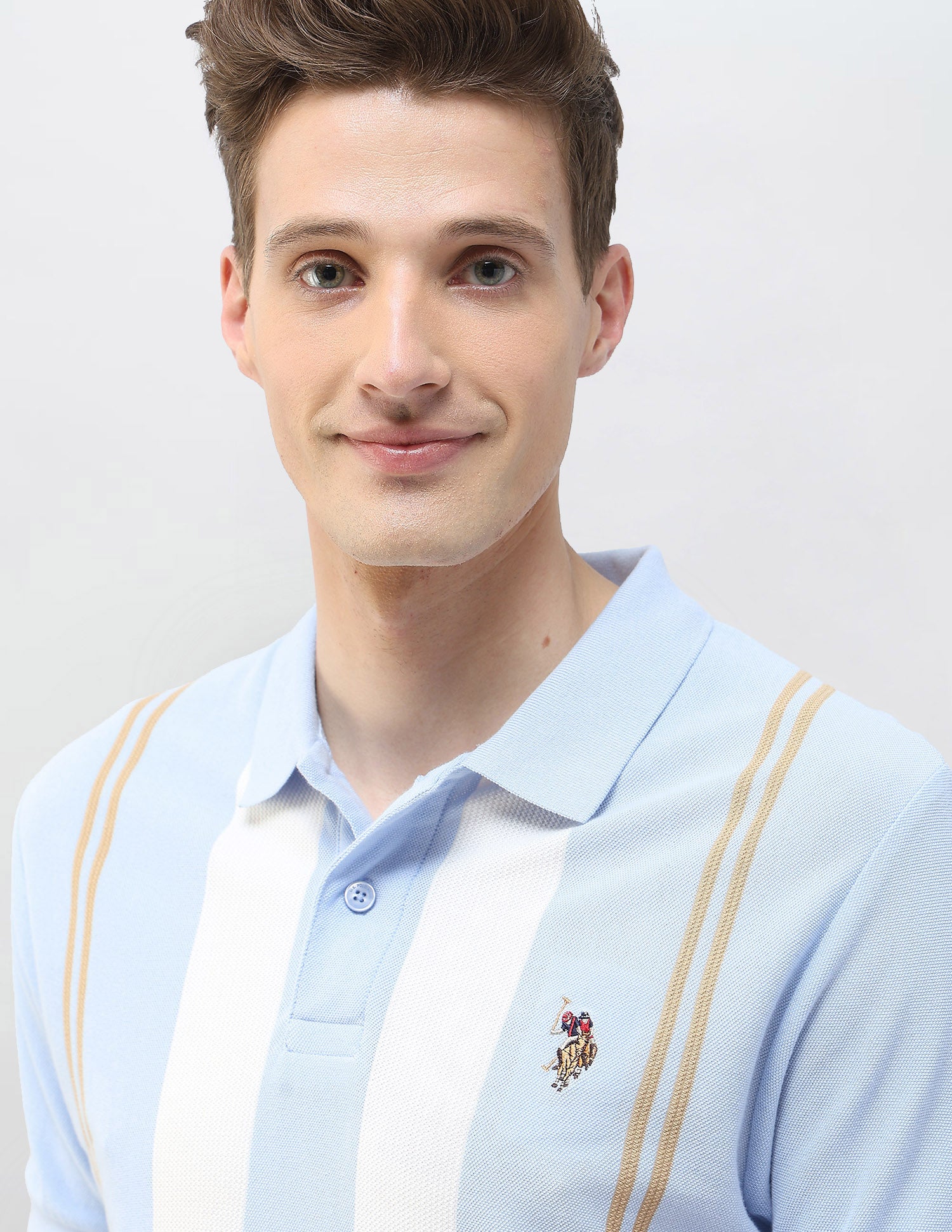 Vertical Striped Motel On The Coast Polo Shirt Light Blue - U.S. Polo Assn. India | Large