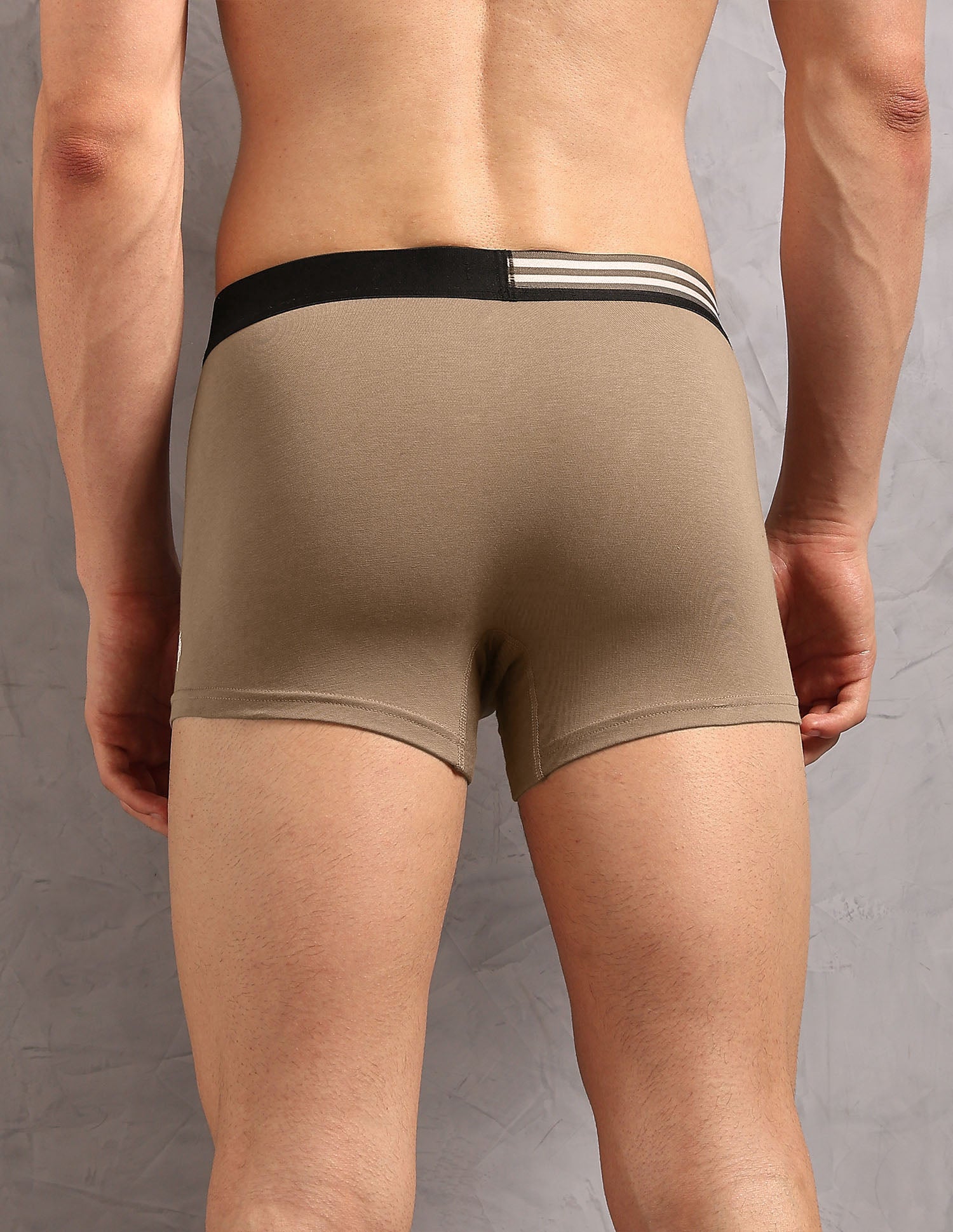 Striped Waistband OET19 Trunks - Pack Of 2 Cocoa Creme and Dark Olive - U.S. Polo Assn. India | Large