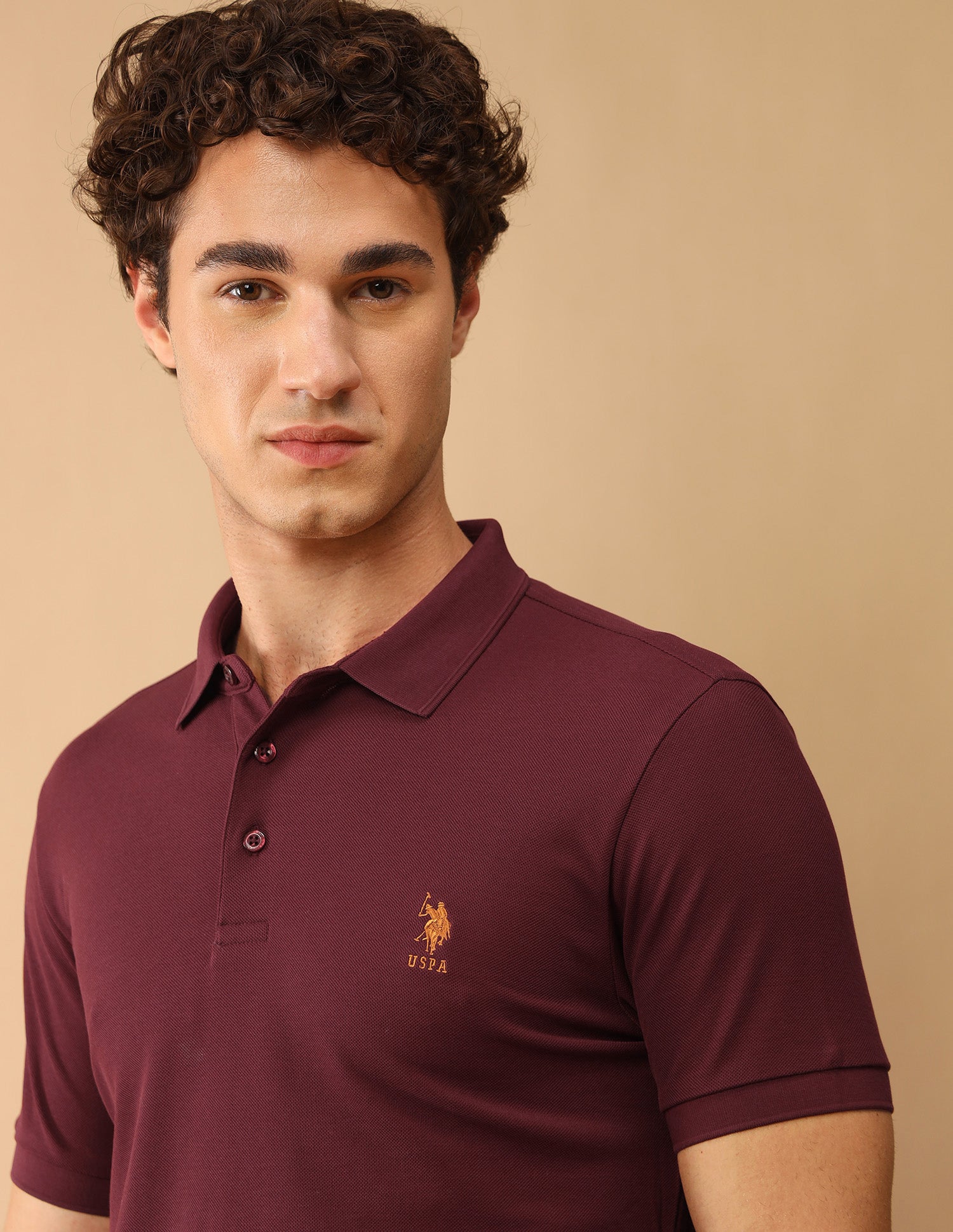 Pacho X Slim Fit Solid Polo Shirt Maroon - U.S. Polo Assn. India | Large