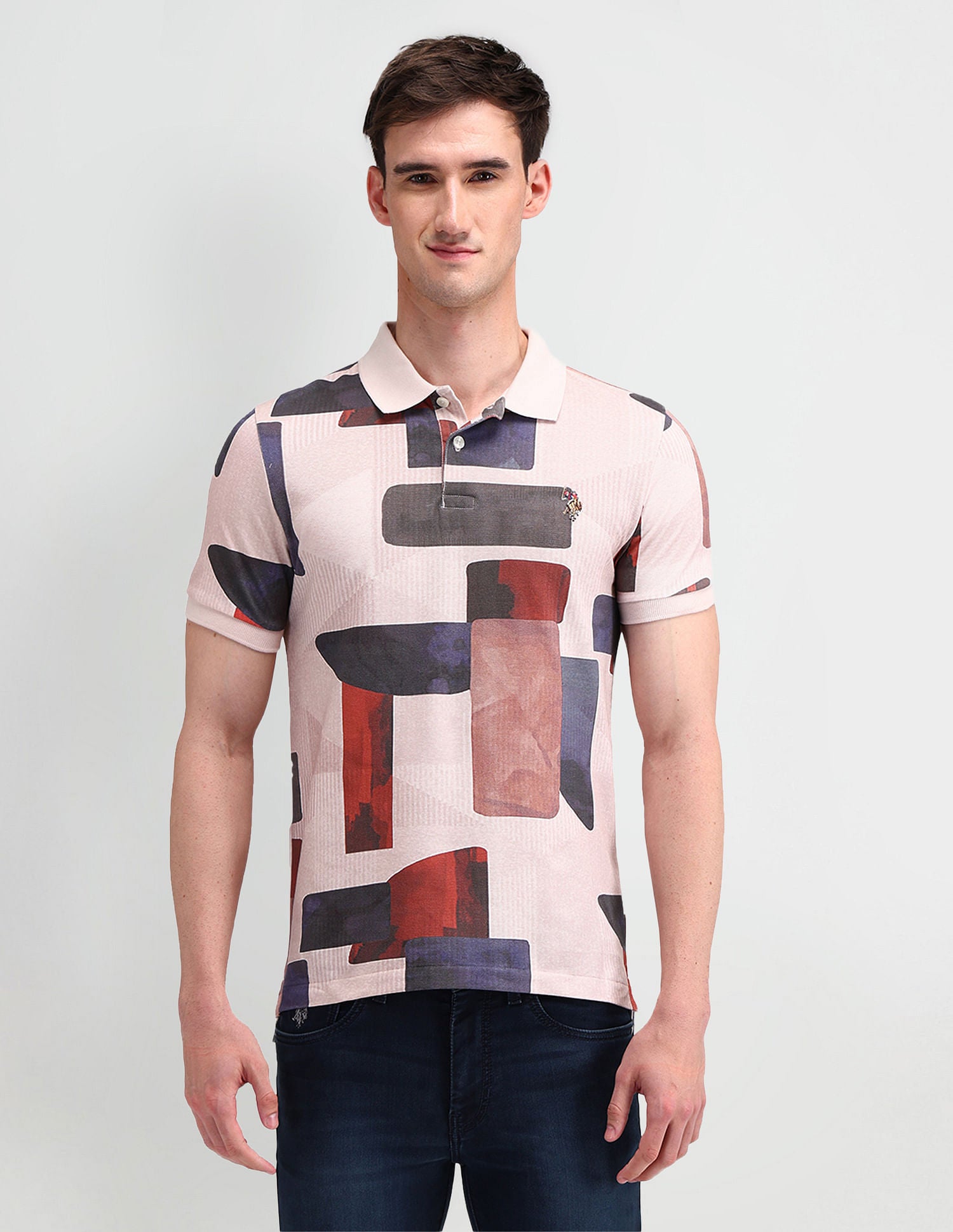 Muscle Fit Abstract Polo Shirt Mauve - U.S. Polo Assn. India | Large