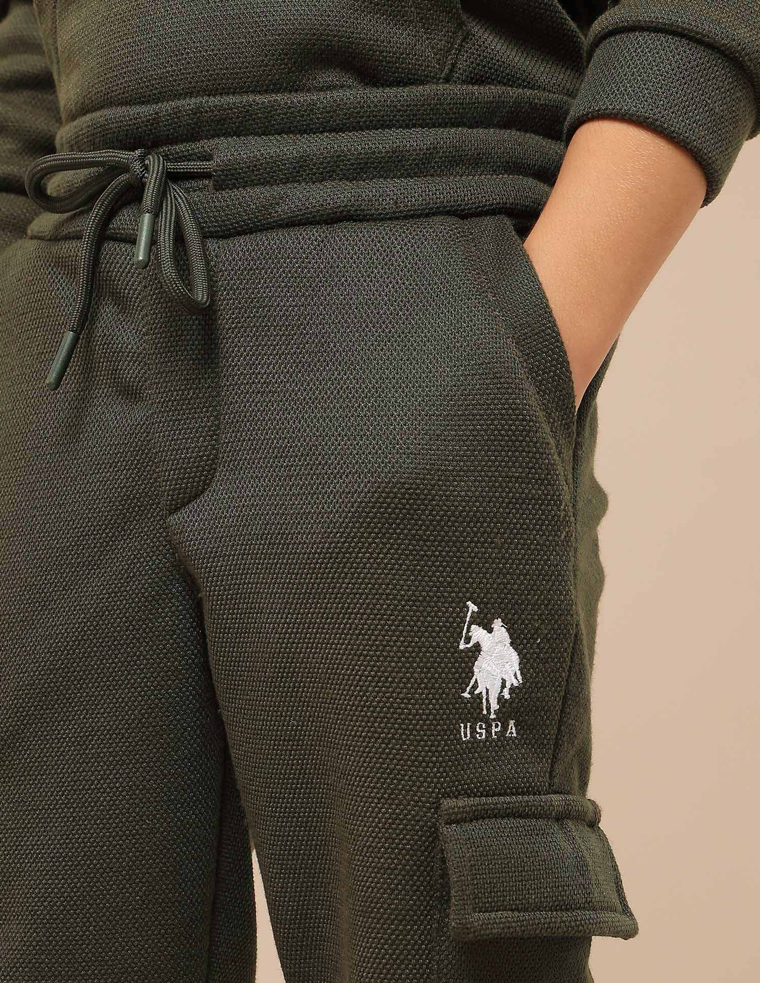 Boys Textured Regular Fit Track Pants Olive - U.S. POLO ASSN. | Large