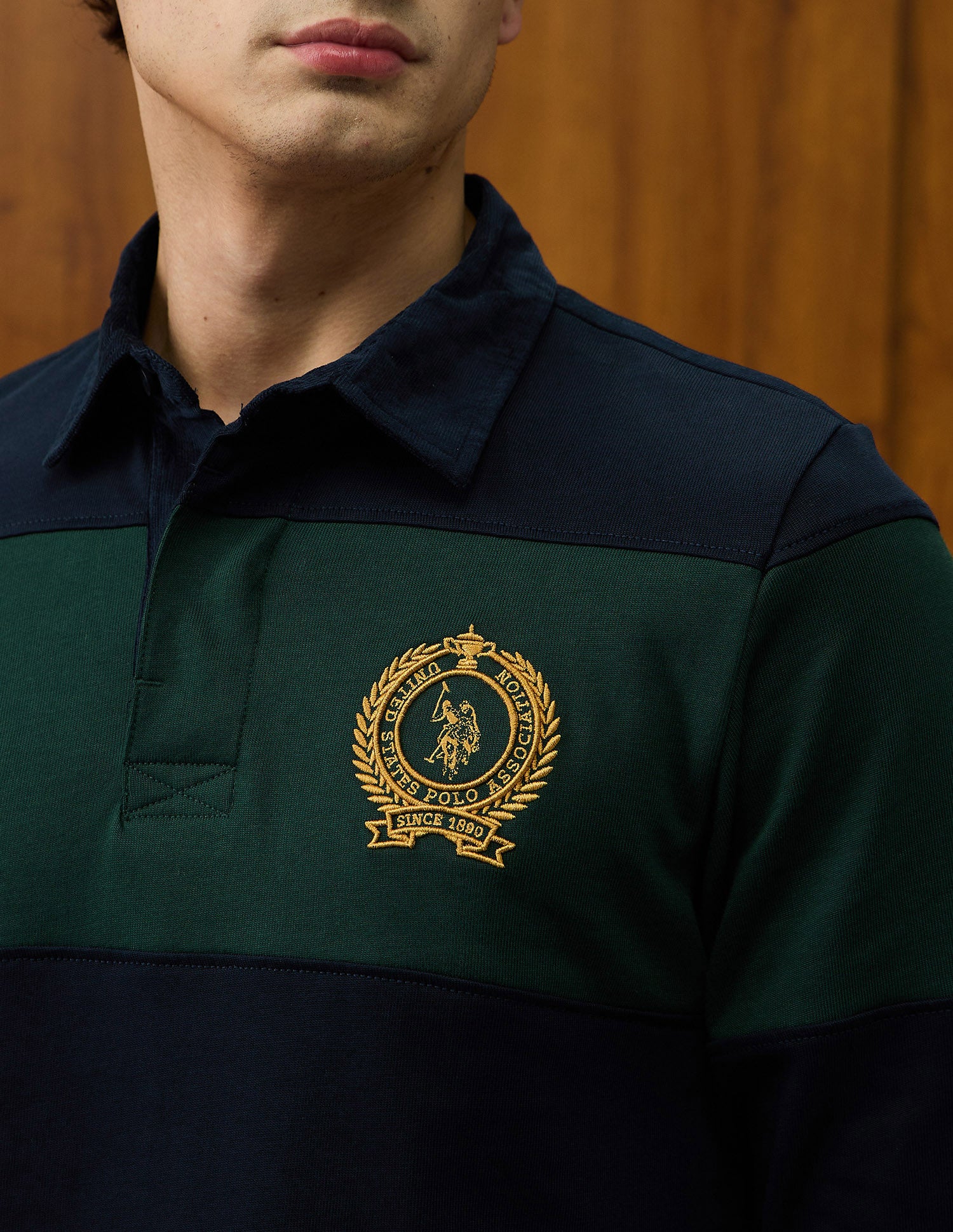 Colourblocked Varsity Theatre Polo Shirt Olive - U.S. POLO ASSN. | Large