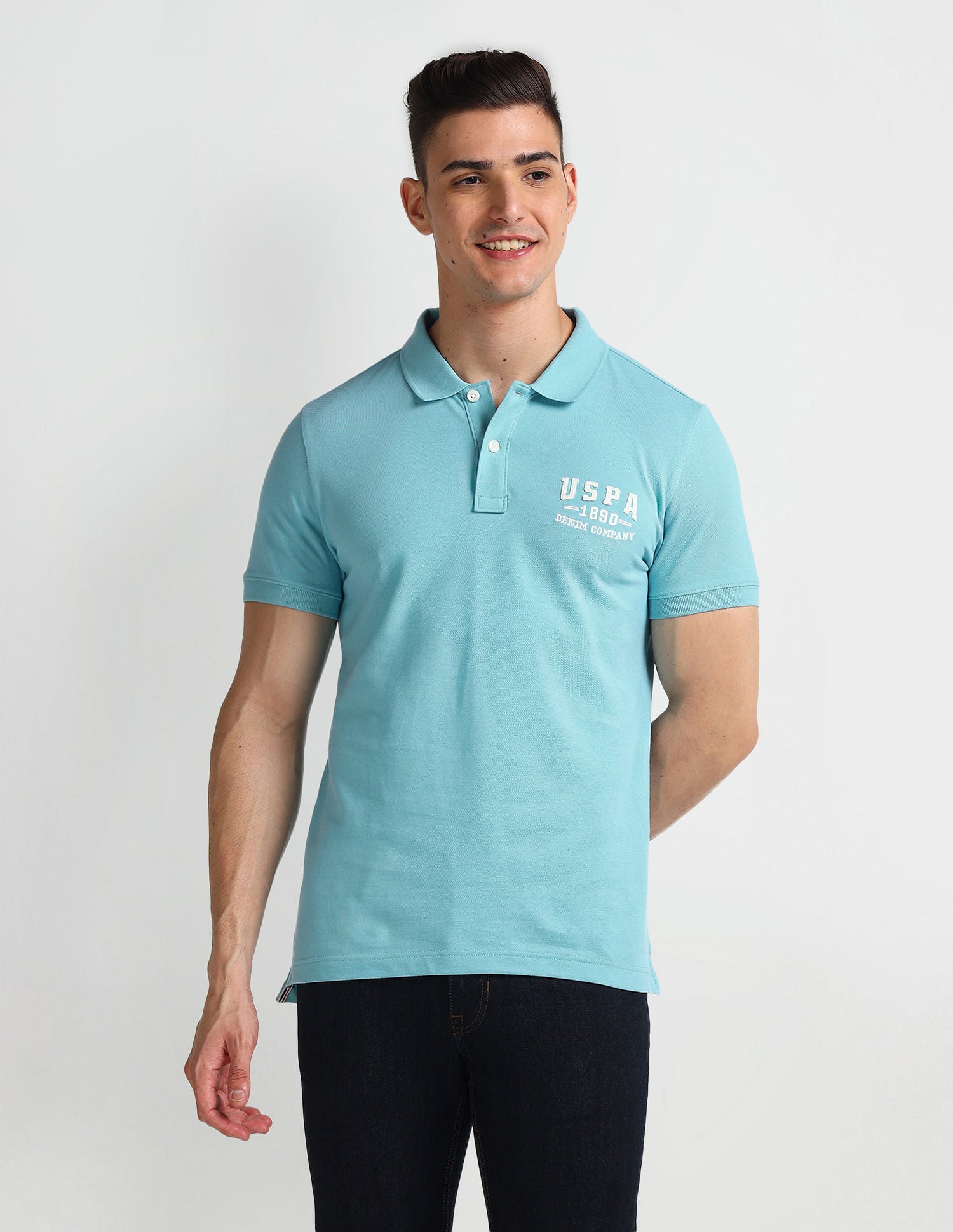 Solid Muscle Fit Polo Shirt Blue - U.S. Polo Assn. India | Large