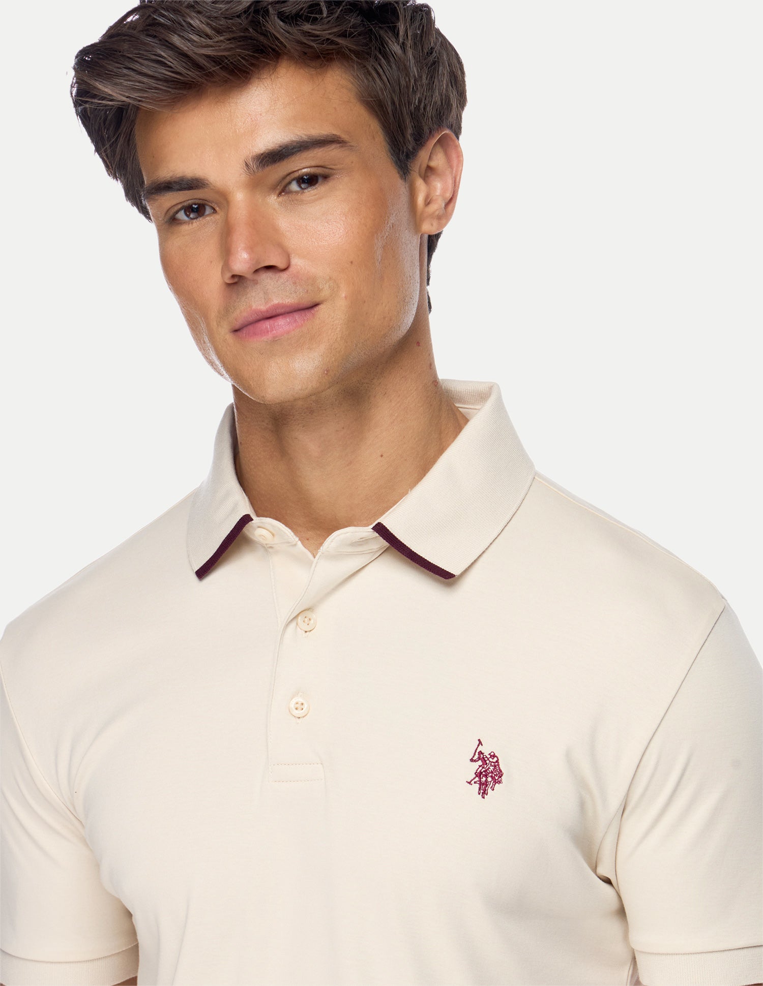 Solid Slim Fit Polo Shirt Off White - U.S. Polo Assn. India | Large