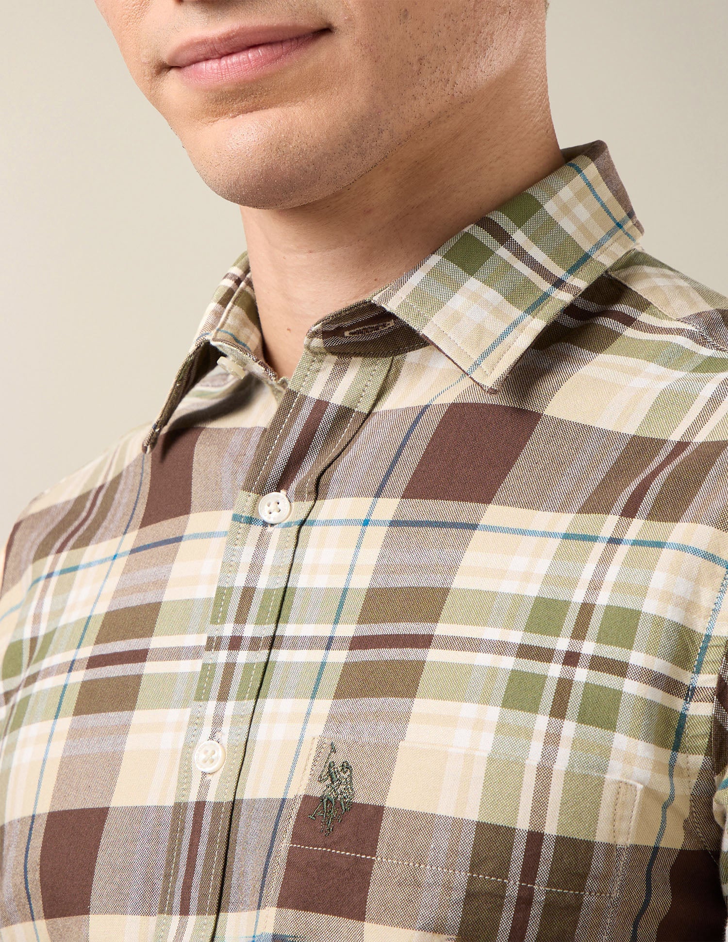 Oxford Tailored Fit Shirt Brown - U.S. Polo Assn. India | Large