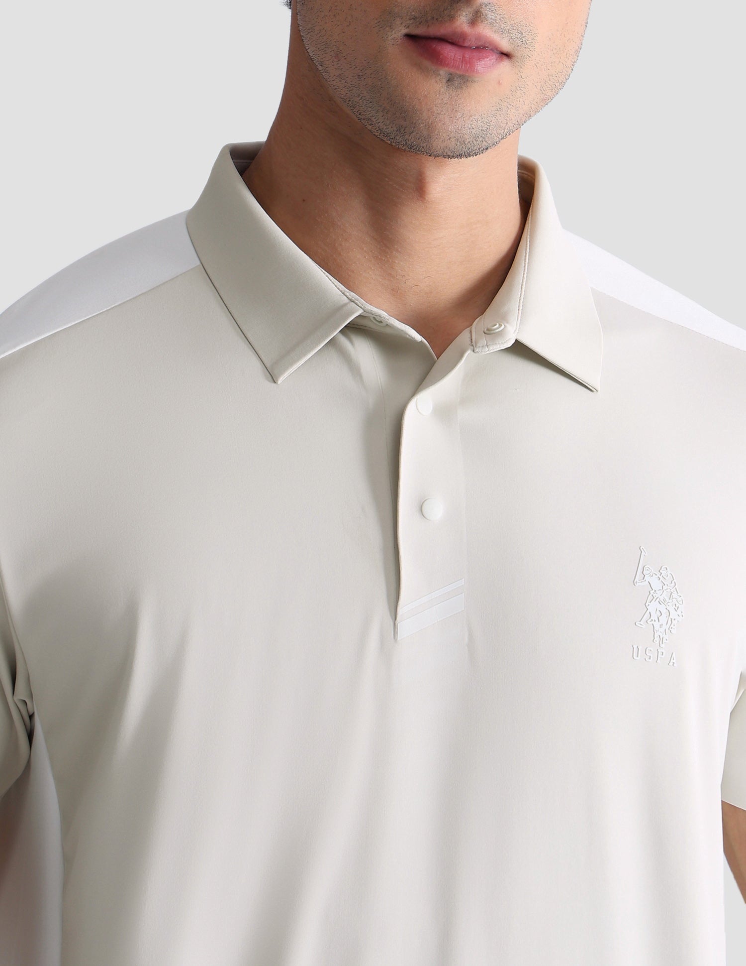 Colorblocked Active Polo Shirt Beige - U.S. POLO ASSN. | Large