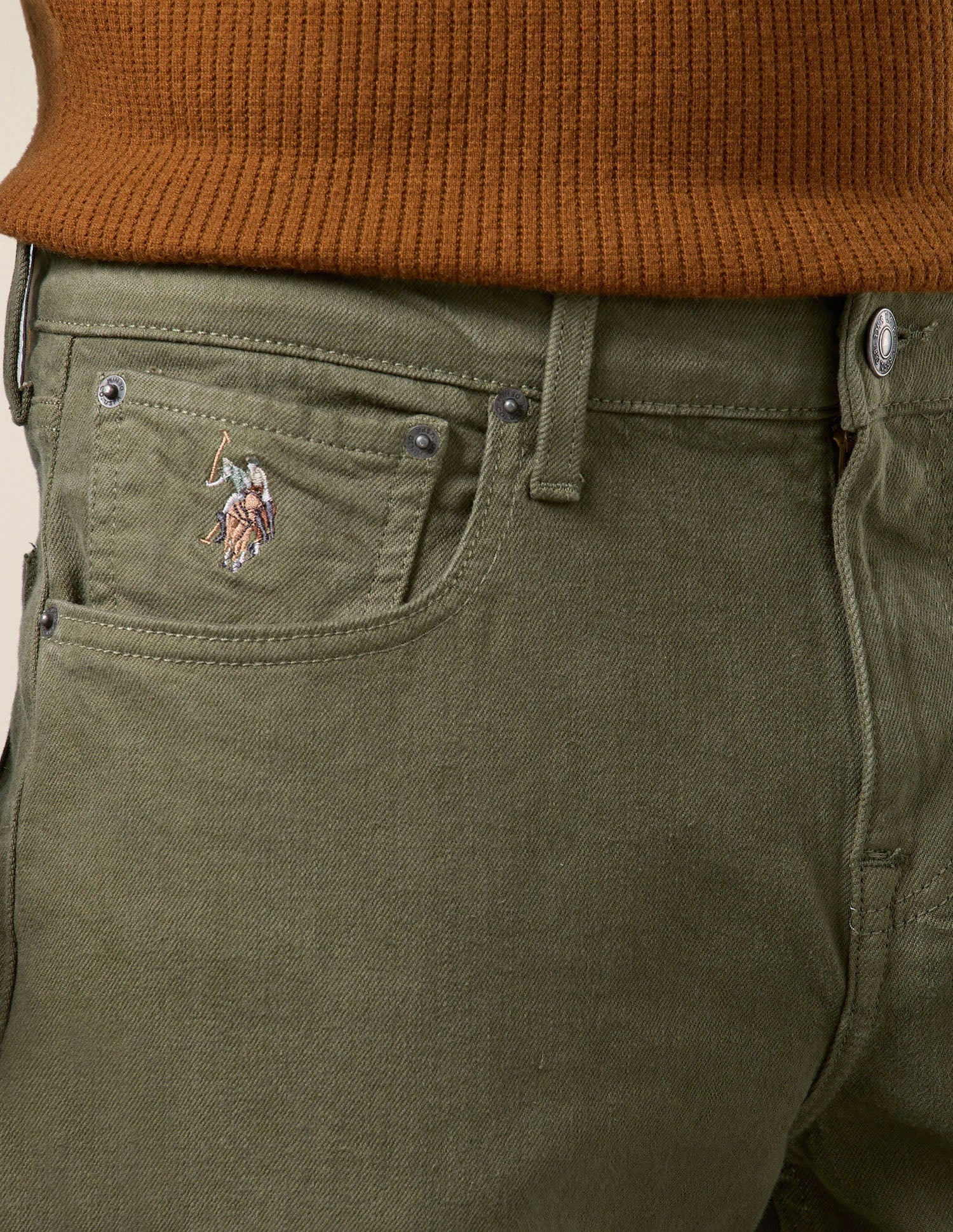 Shawn Relaxed Fit Green Jeans Olive - U.S. Polo Assn. India | Large