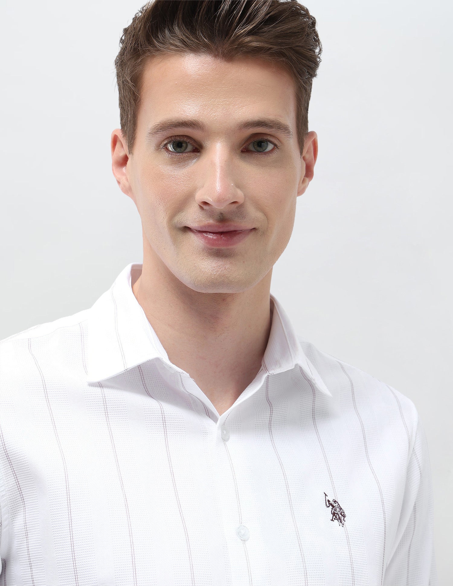 Self Design Vertical Striped Tailored Fit Shirt White - U.S. Polo Assn. India | Large