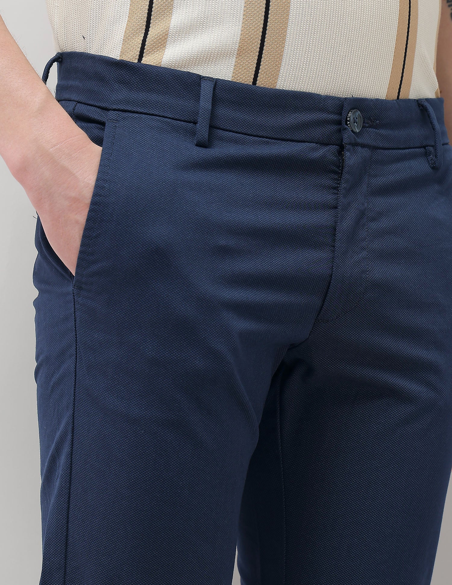 Textured Denver Slim Fit Trousers Navy - U.S. Polo Assn. India | Large
