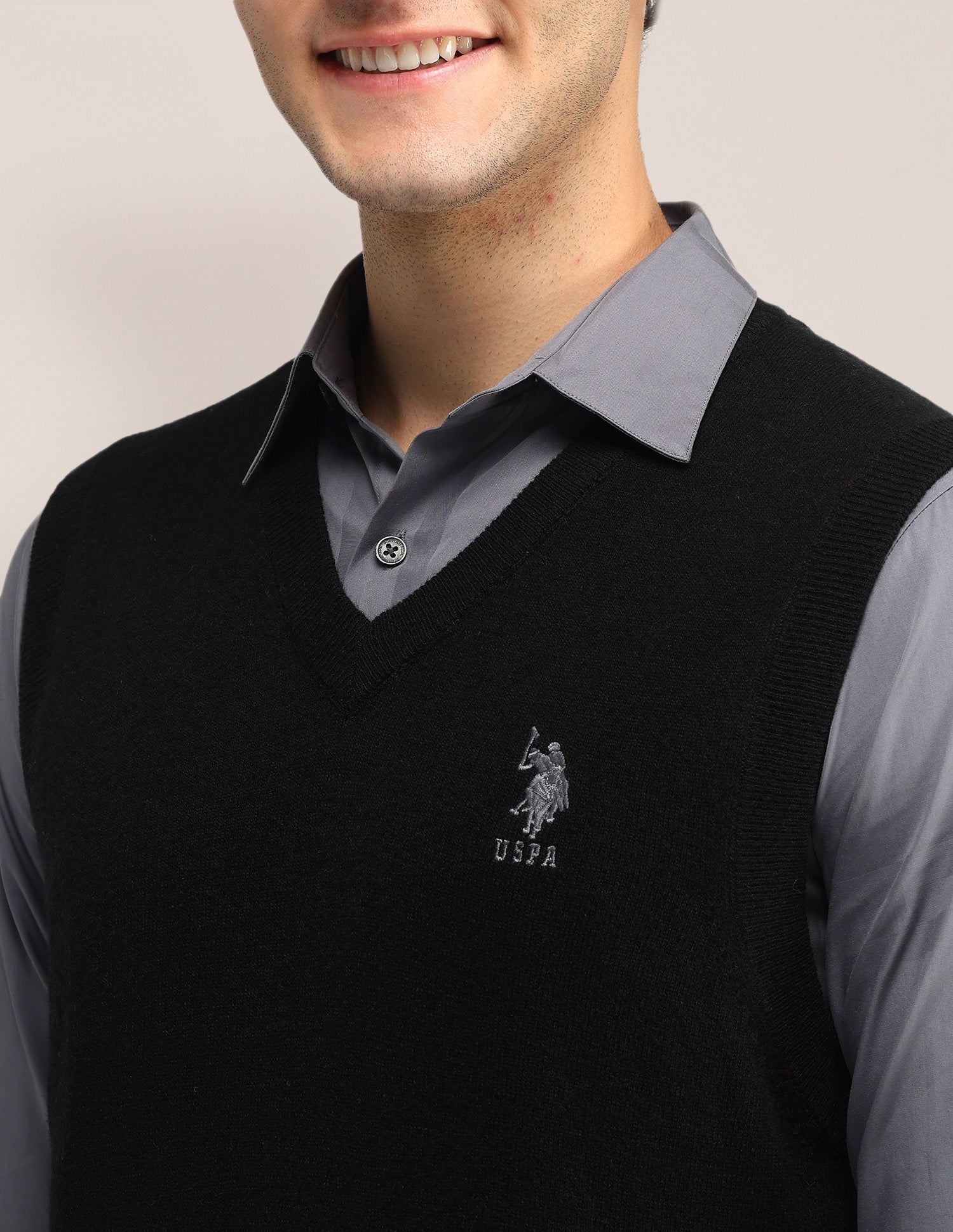 Solid Regular Fit Sweater Black - U.S. Polo Assn. India | Large