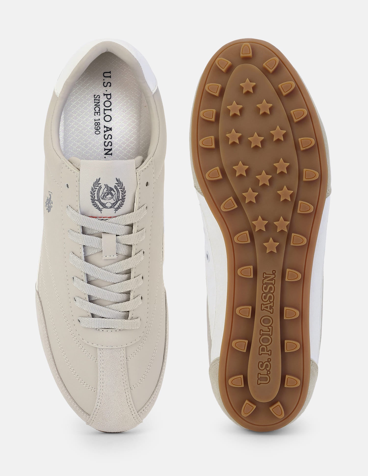 Round Toe Suede Turf Sneakers Light Beige - U.S. Polo Assn. India | Large