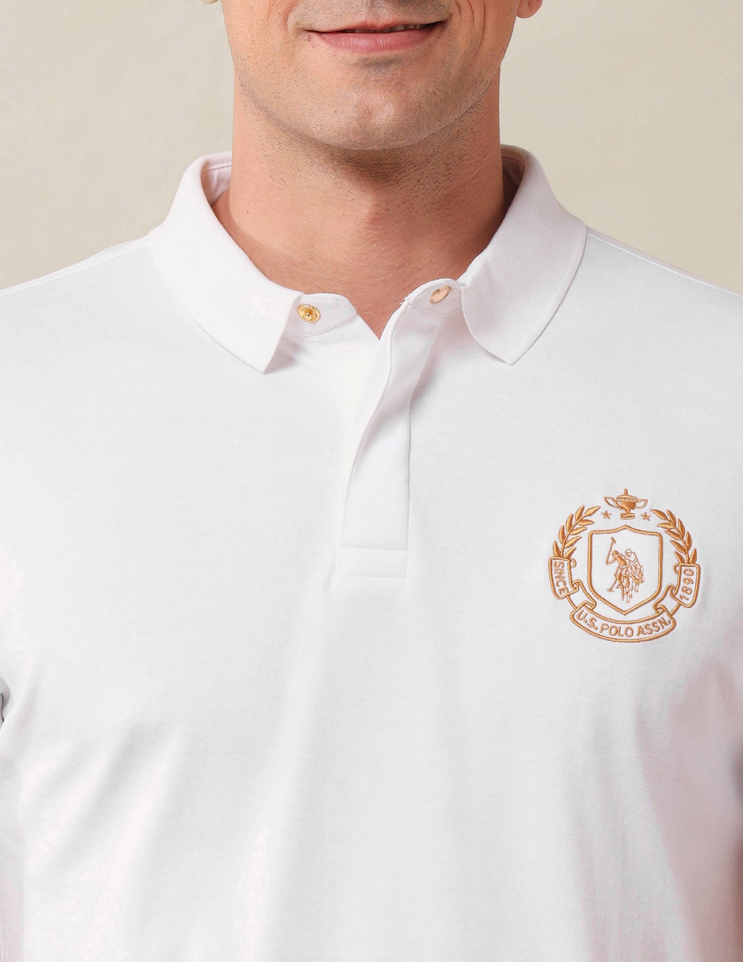 Solid Slim Fit Polo Shirt White - U.S. Polo Assn. India | Large