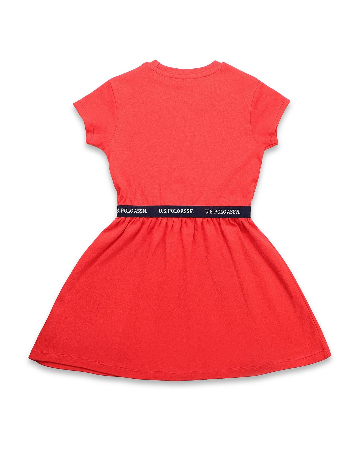 Girls Solid Fit And Flare Dress Red - U.S. POLO ASSN. | Large