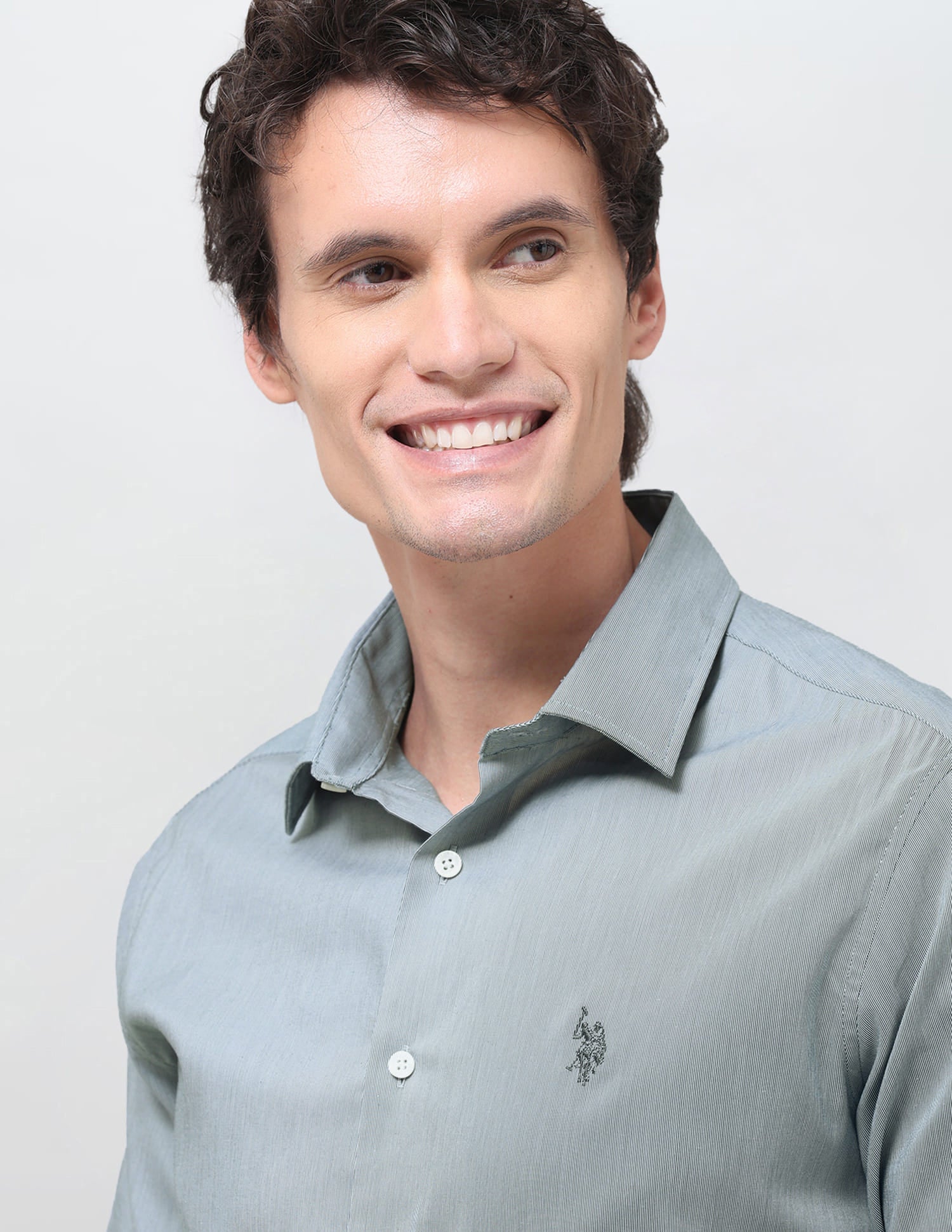 Solid Regular Fit Shirt Teal - U.S. Polo Assn. India | Large