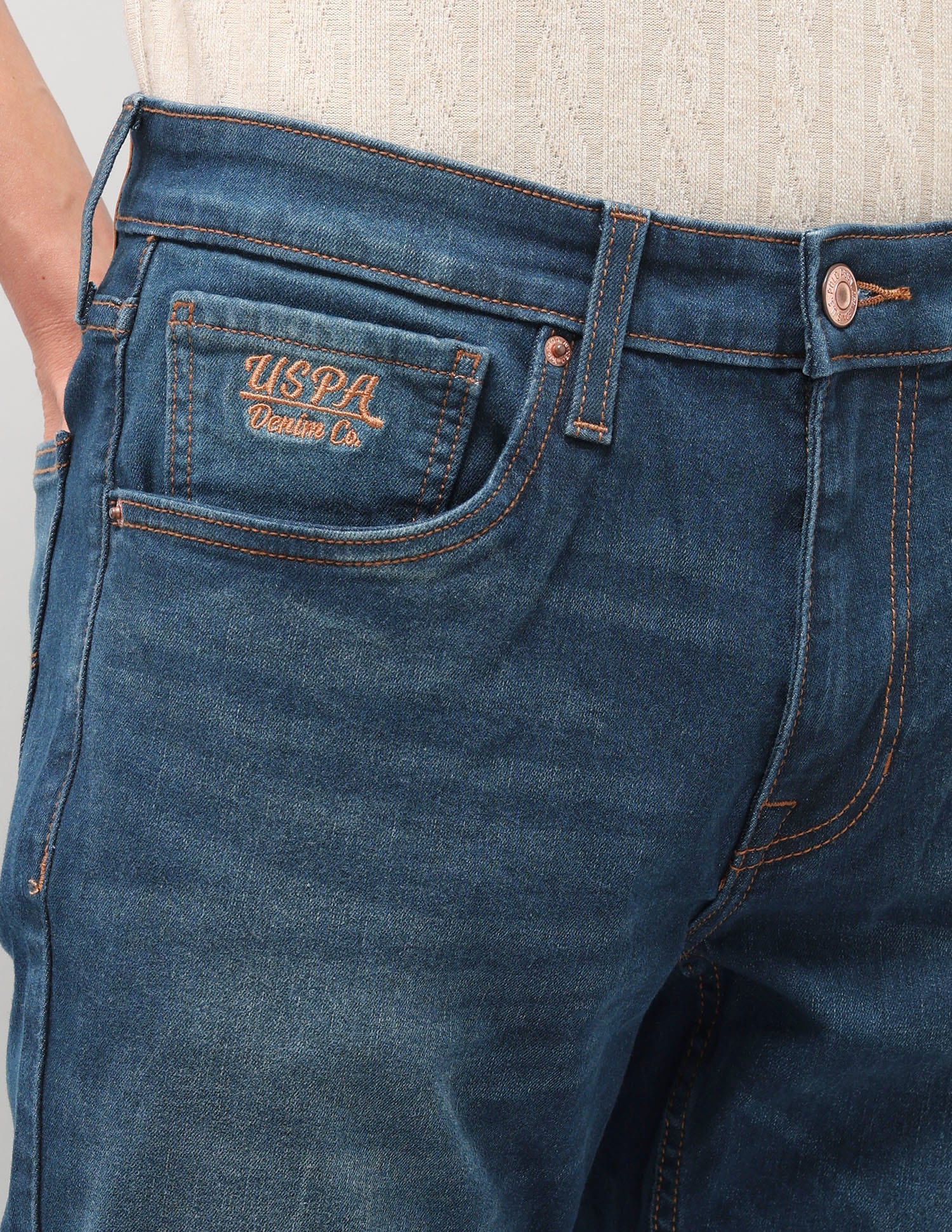 Solid Slim Fit Jeans Blue - U.S. Polo Assn. India | Large
