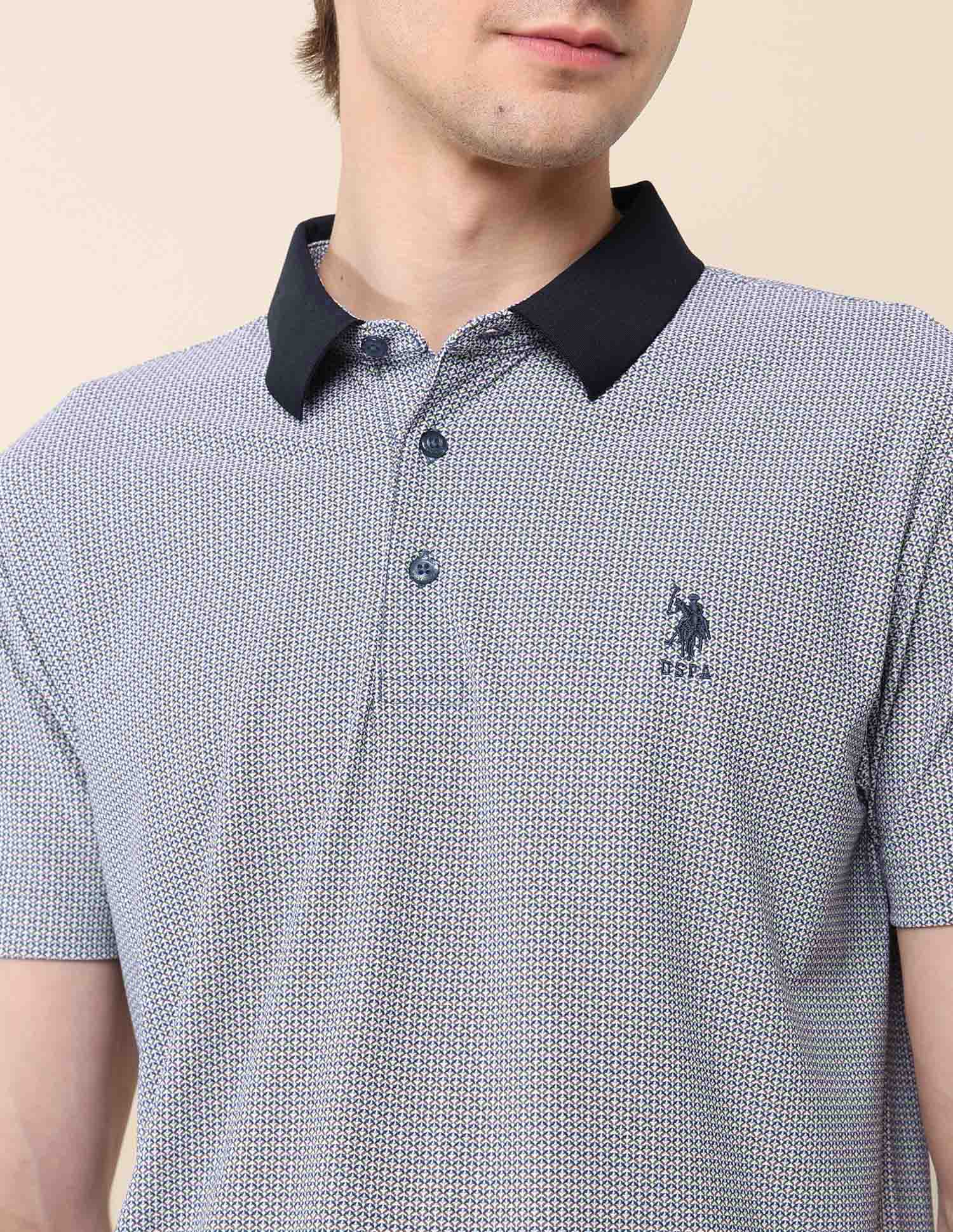 All-Over Printed Classic Polo Shirt Off White - U.S. Polo Assn. India | Large