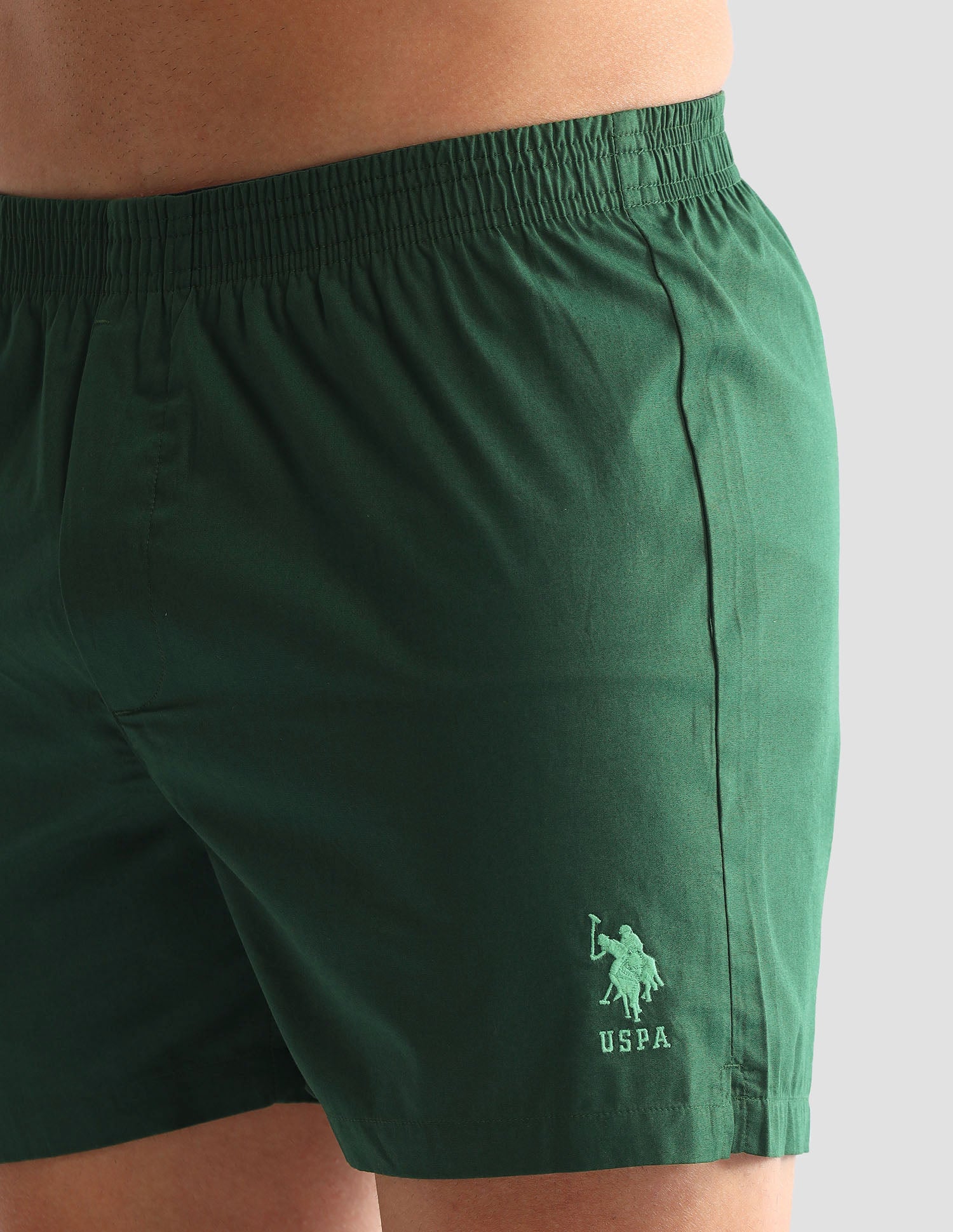 Solid Cotton OEX07 Boxers - Pack Of 1 Bistro Green - U.S. POLO ASSN. | Large