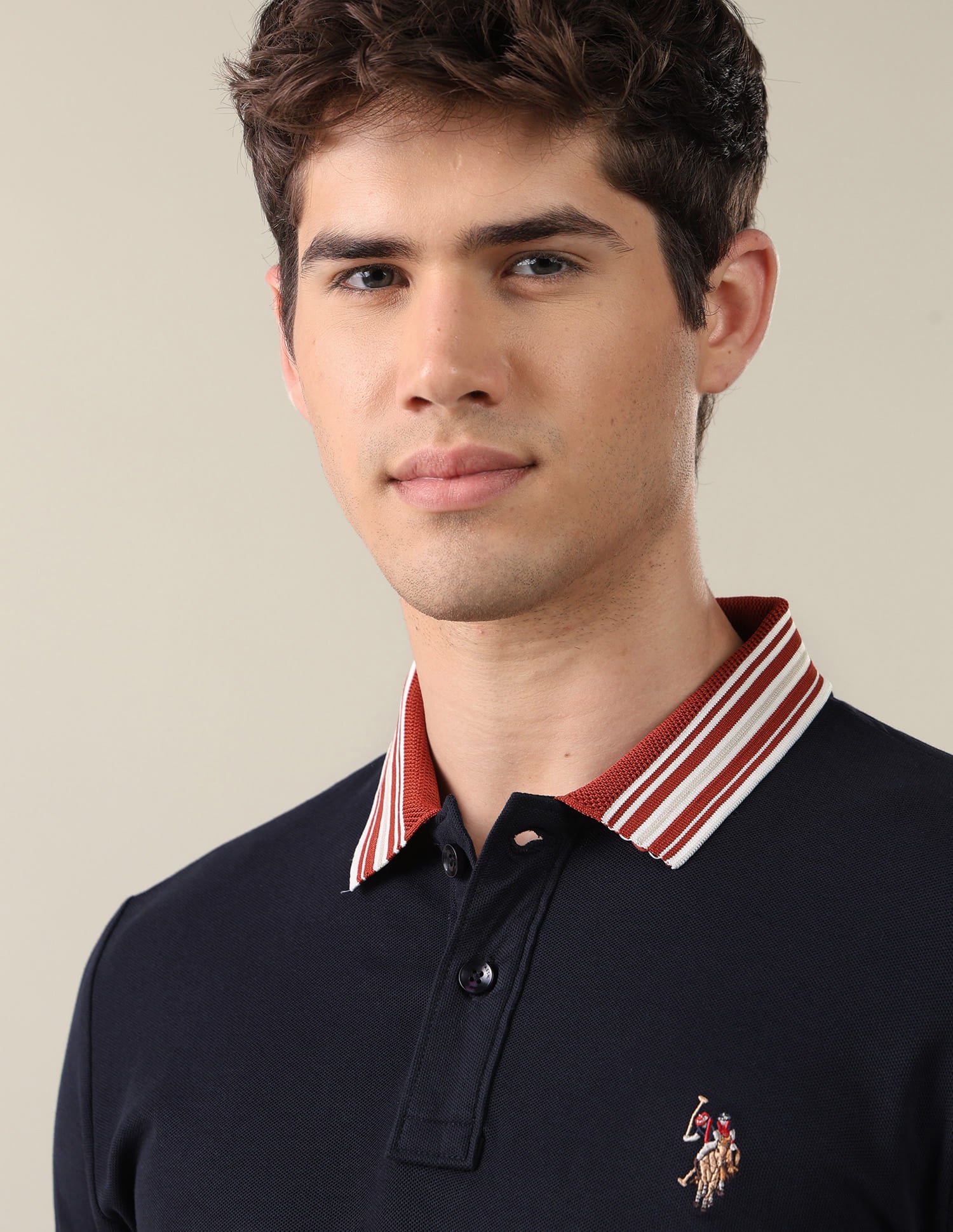 Solid Slim Fit Polo Shirt Blue - U.S. Polo Assn. India | Large