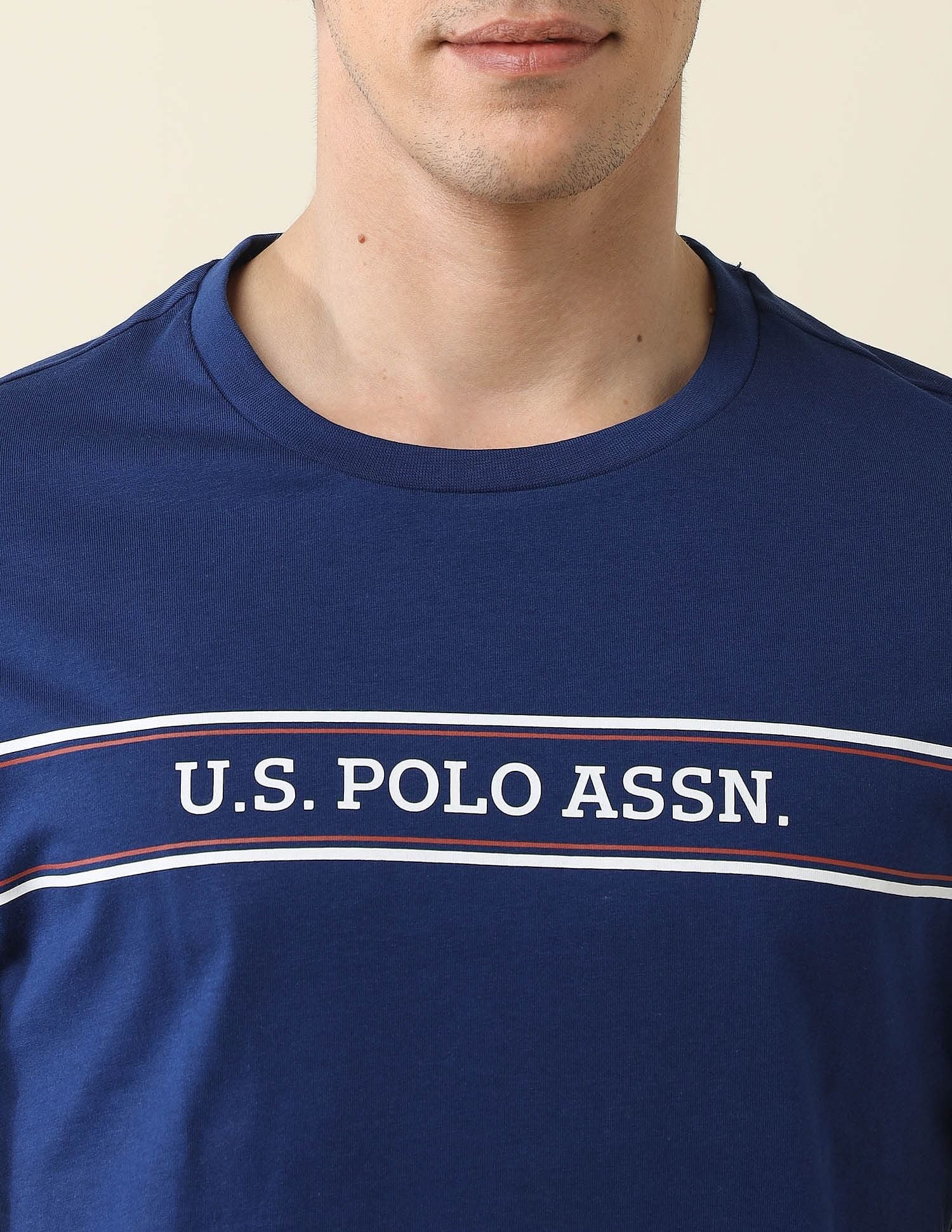 Slim Fit Brand Printed T-Shirt Dark Blue - U.S. Polo Assn. India | Large