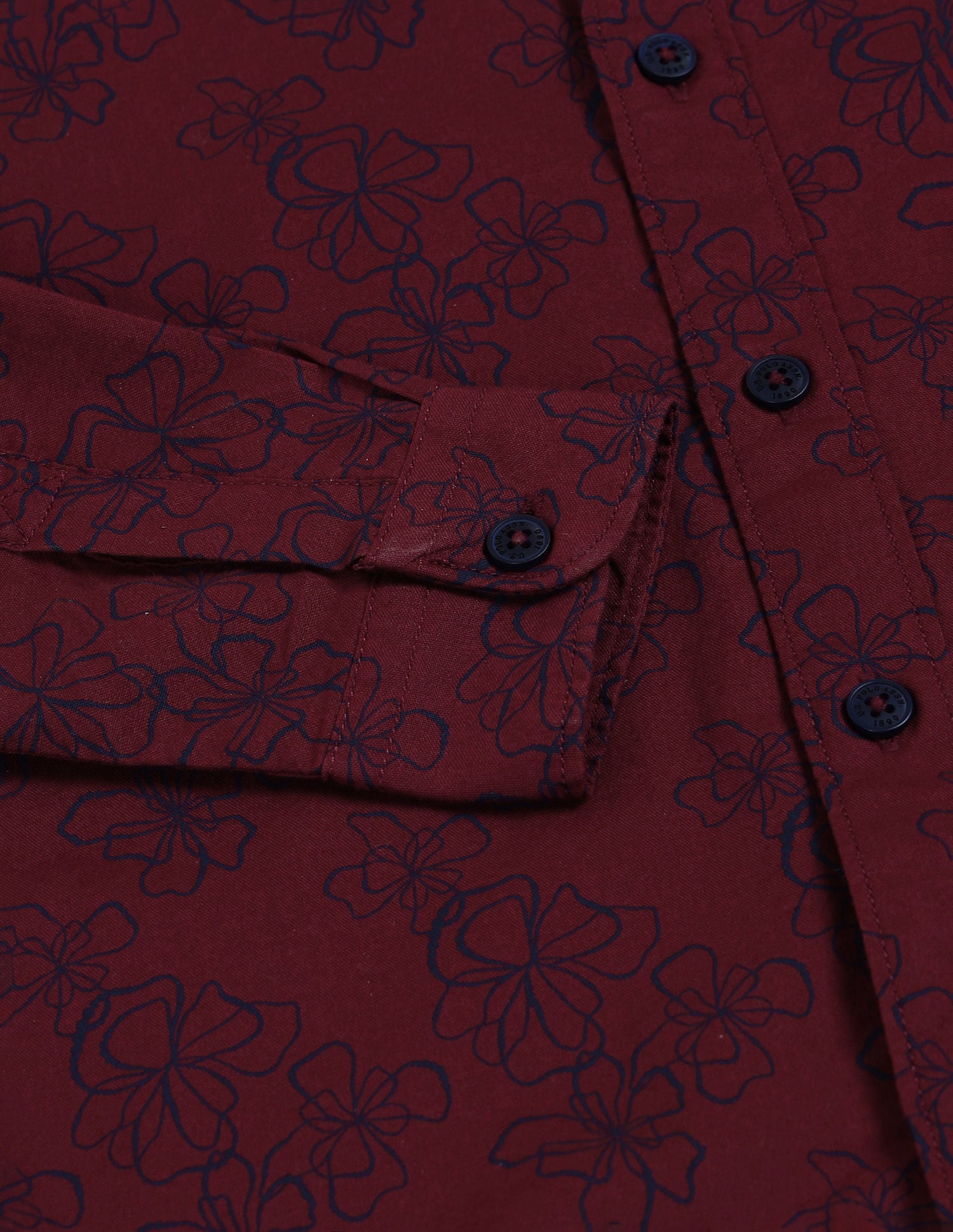 Boys Floral Print Cotton Shirt Maroon - U.S. POLO ASSN. | Large