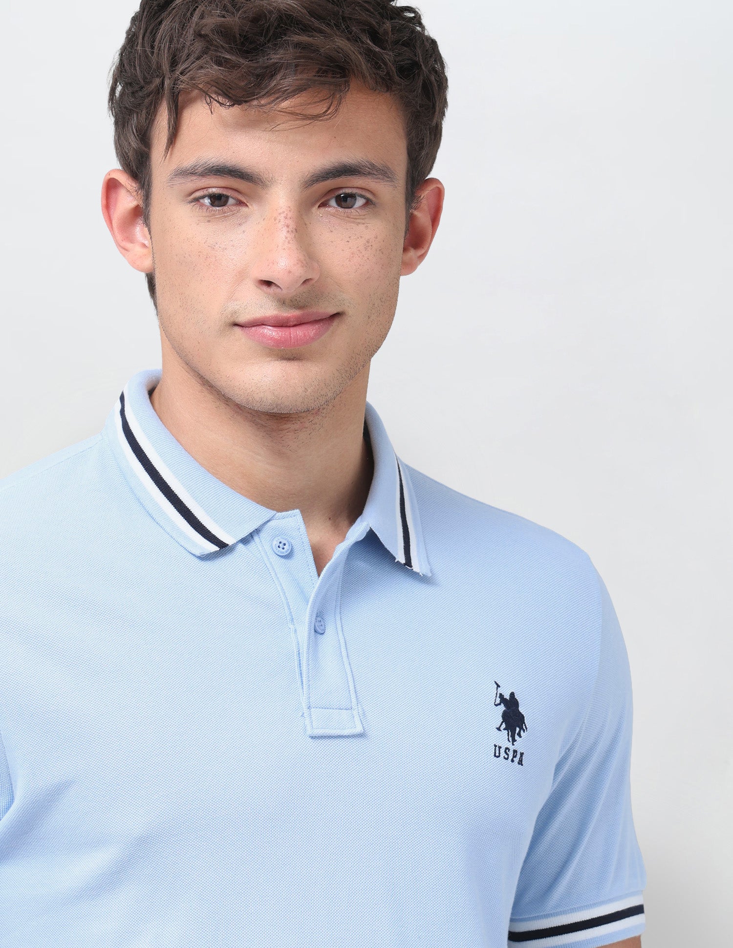 Solid Regular Fit Polo Shirt Light Blue - U.S. Polo Assn. India | Large