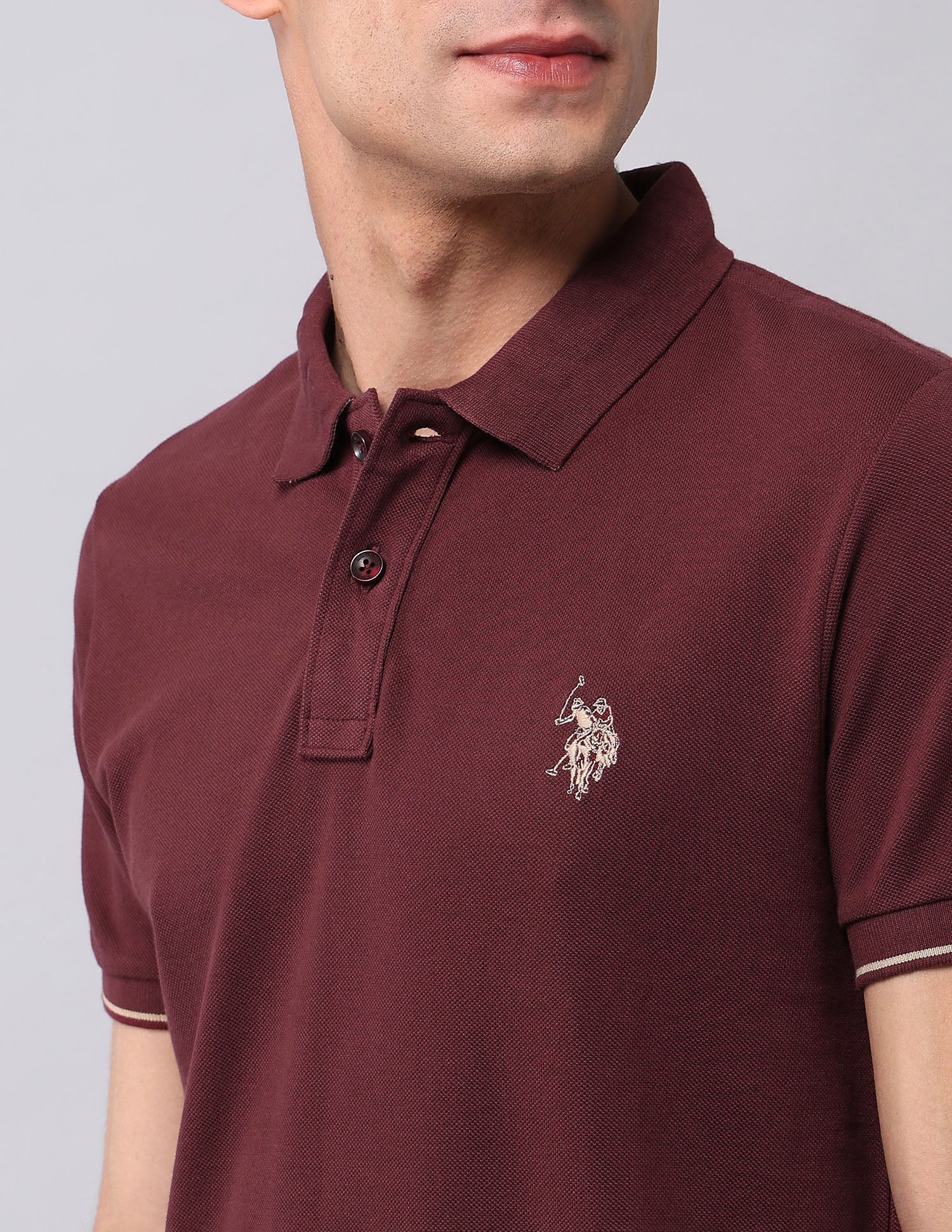 Muscle Fit Pure Cotton Polo Shirt Maroon - U.S. Polo Assn. India | Large