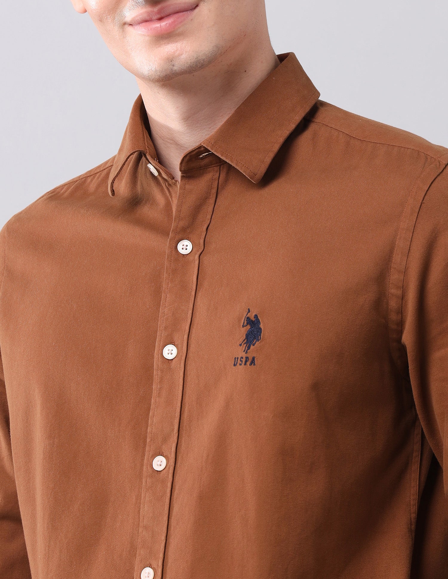 Solid Slim Fit Shirt Rust - U.S. POLO ASSN. | Large