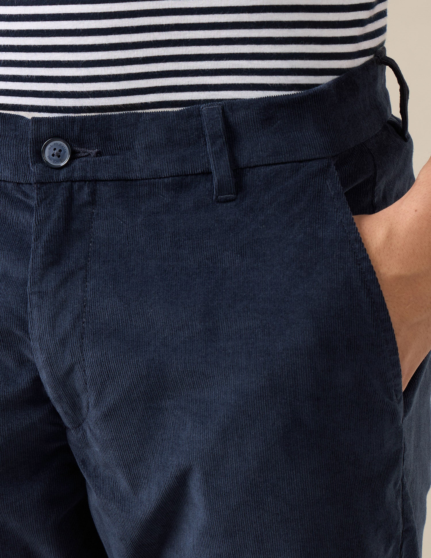 Riley Straight Fit Corduroy Trousers Navy - U.S. Polo Assn. India | Large