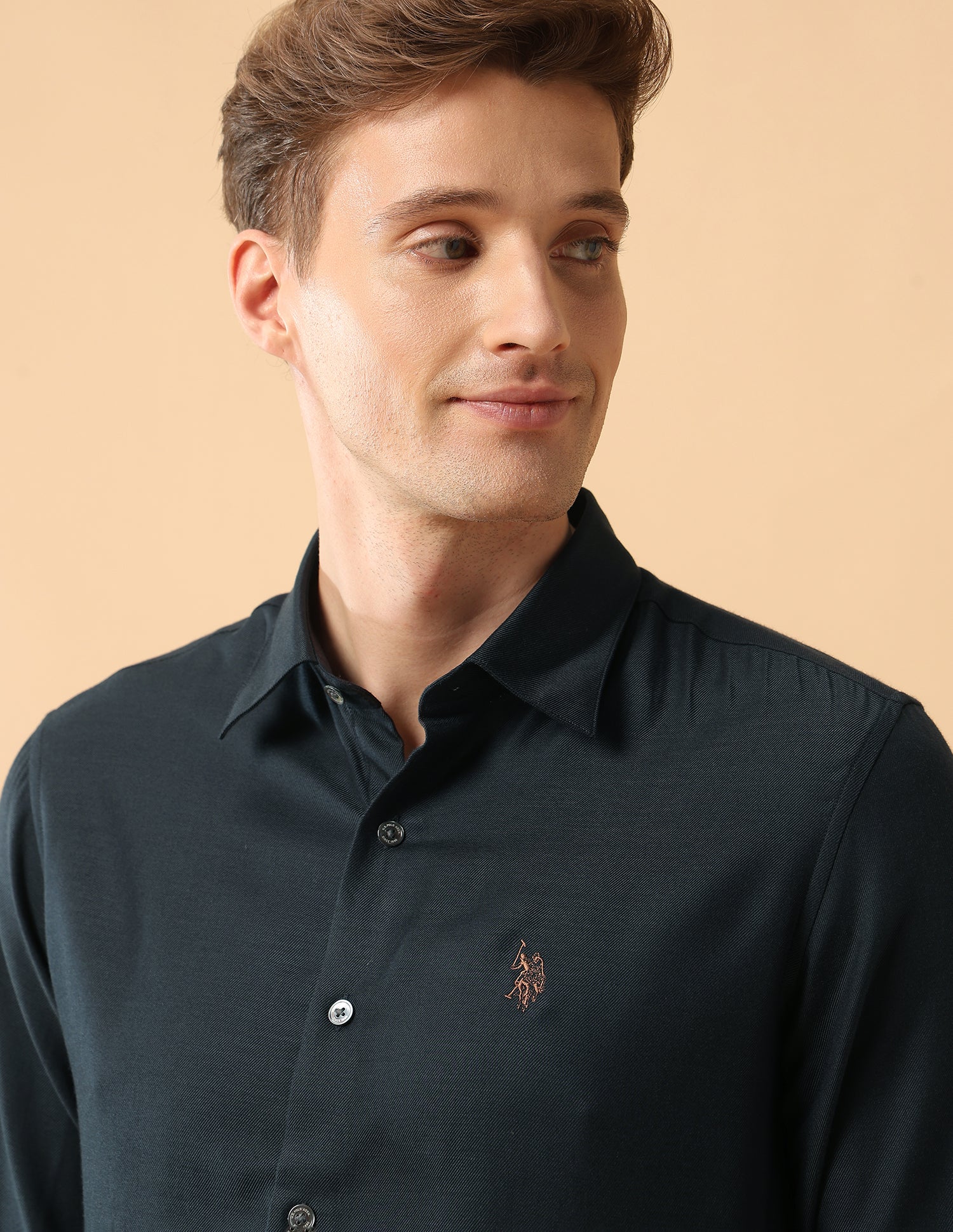 Pacho X Twill Tailored Fit Shirt Navy - U.S. Polo Assn. India | Large