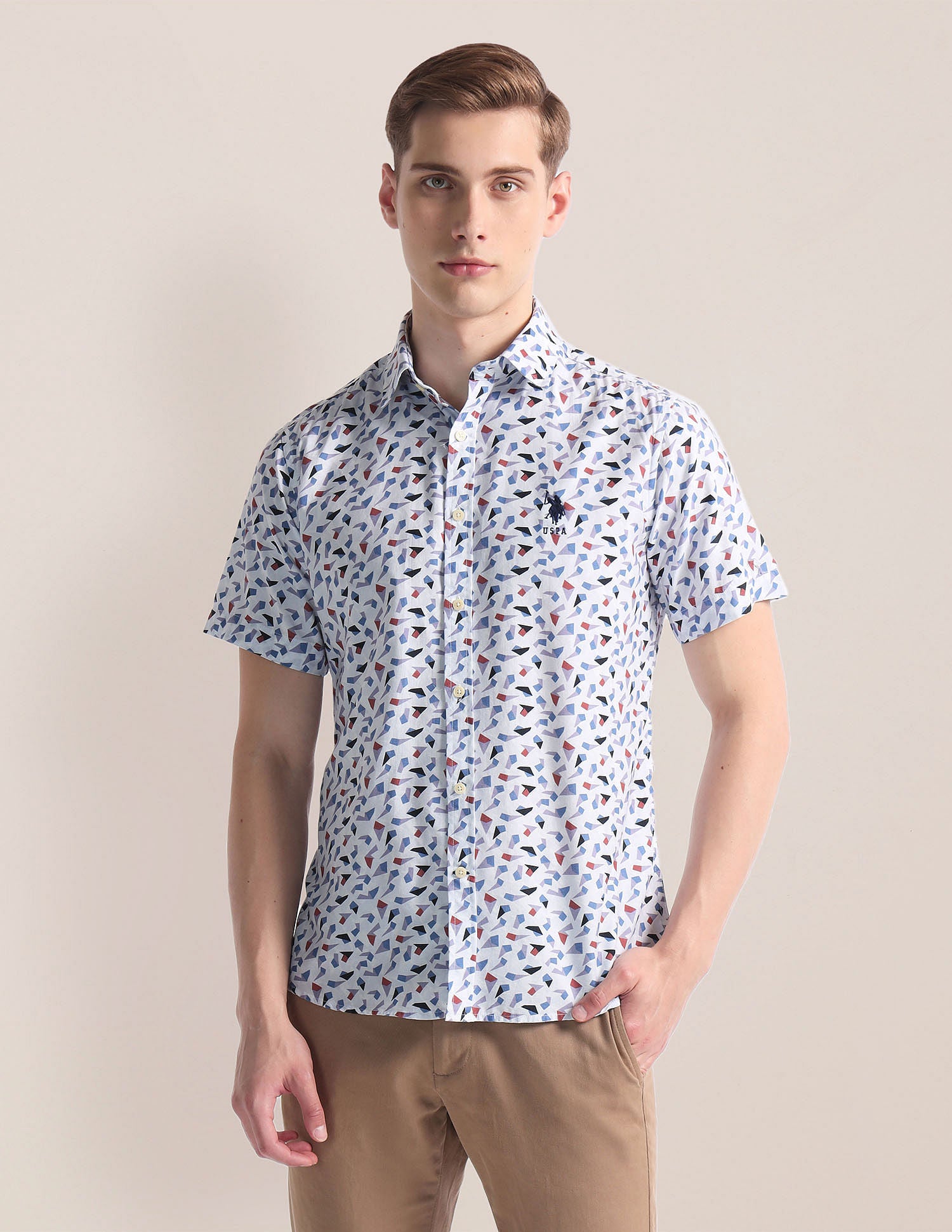 Abstract Print Twill Shirt Blue - U.S. POLO ASSN. | Large