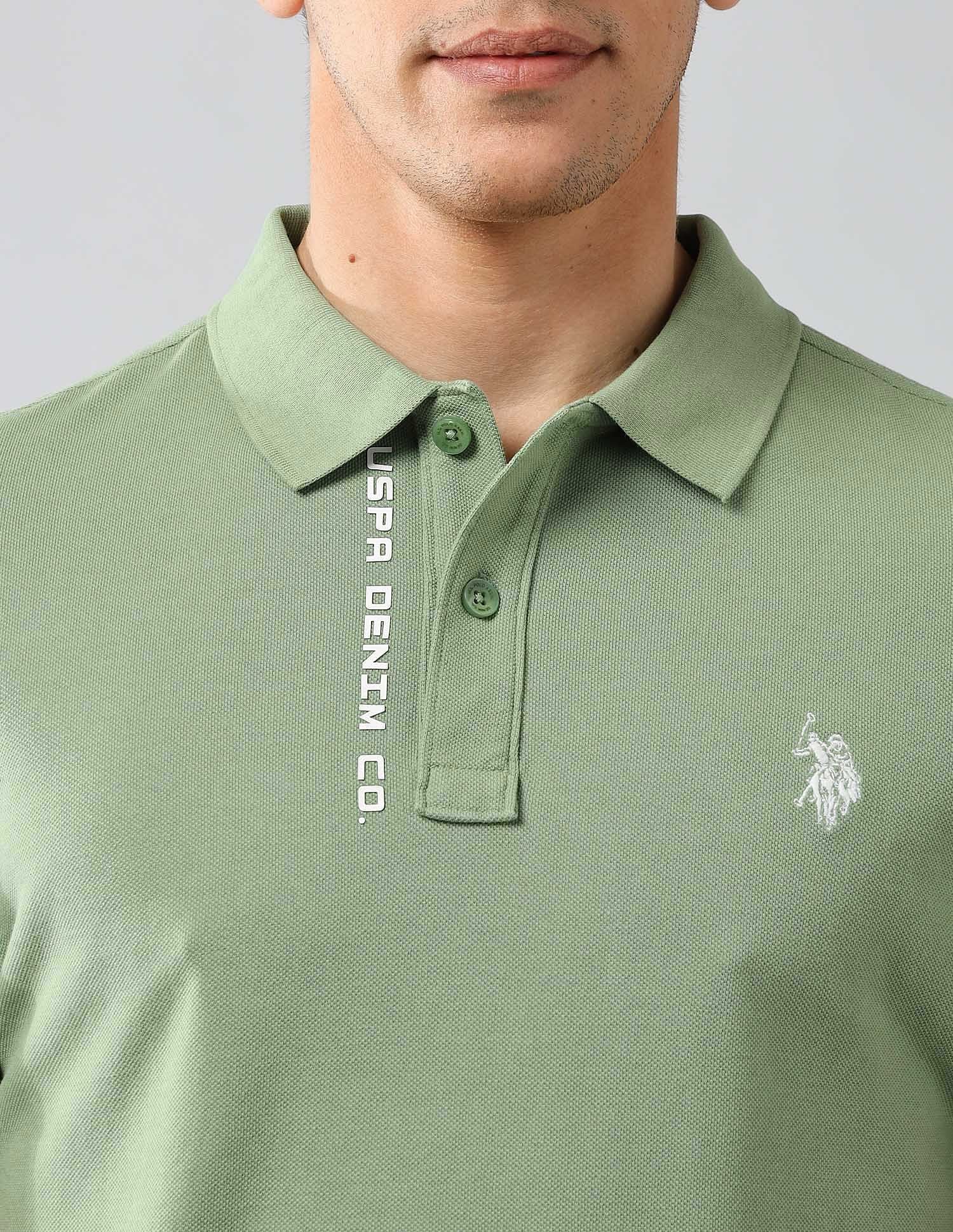 Brand Printed Muscle Fit Polo Shirt Green - U.S. POLO ASSN. | Large