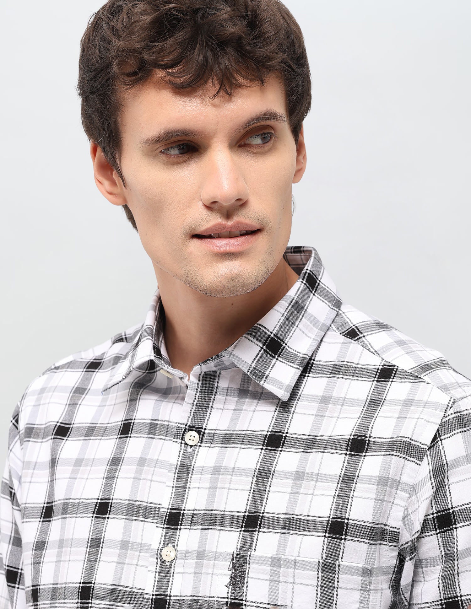 Plaid Checked Tailored Fit Shirt Black - U.S. Polo Assn. India | Large