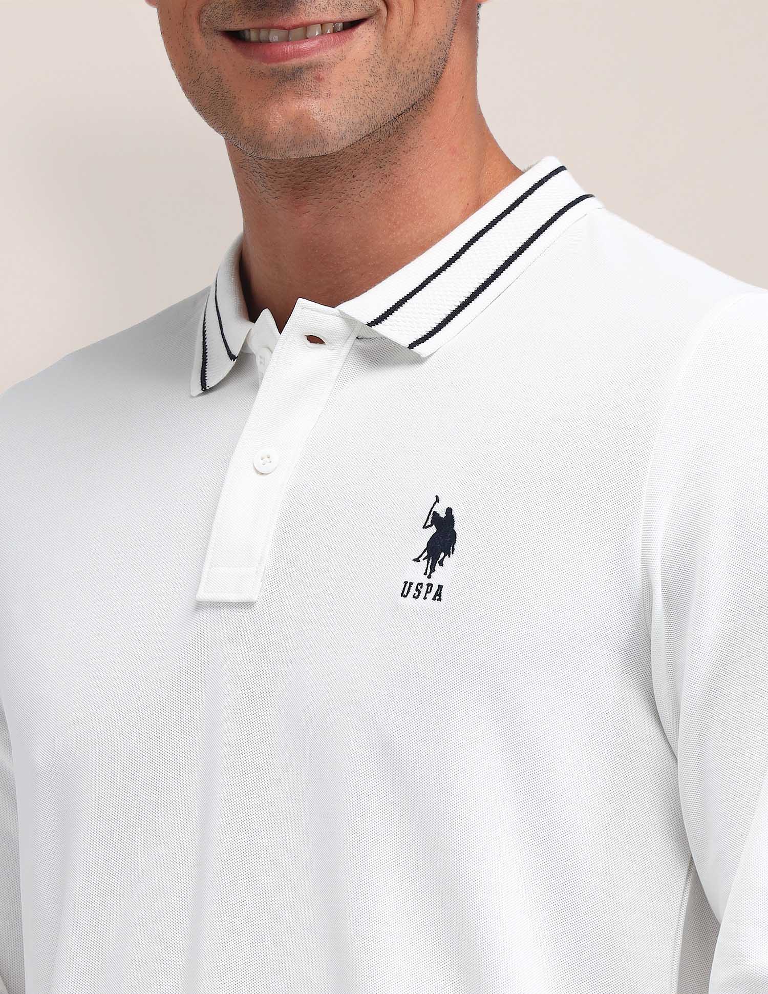 Solid Pattern Cotton Polo Shirt Off White - U.S. POLO ASSN. | Large