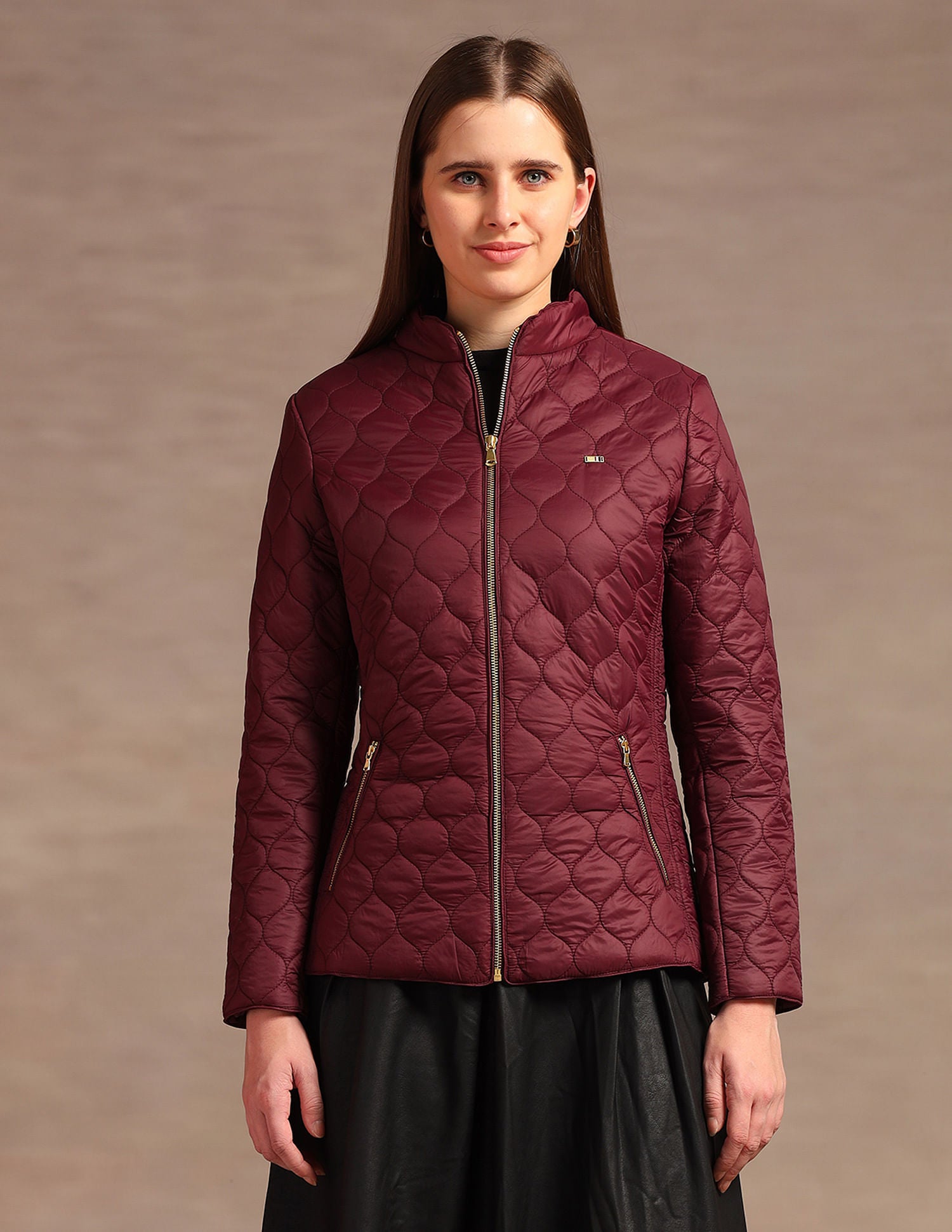 Stand Collar Longline Quilted Jacket Maroon - U.S. POLO ASSN. | Large