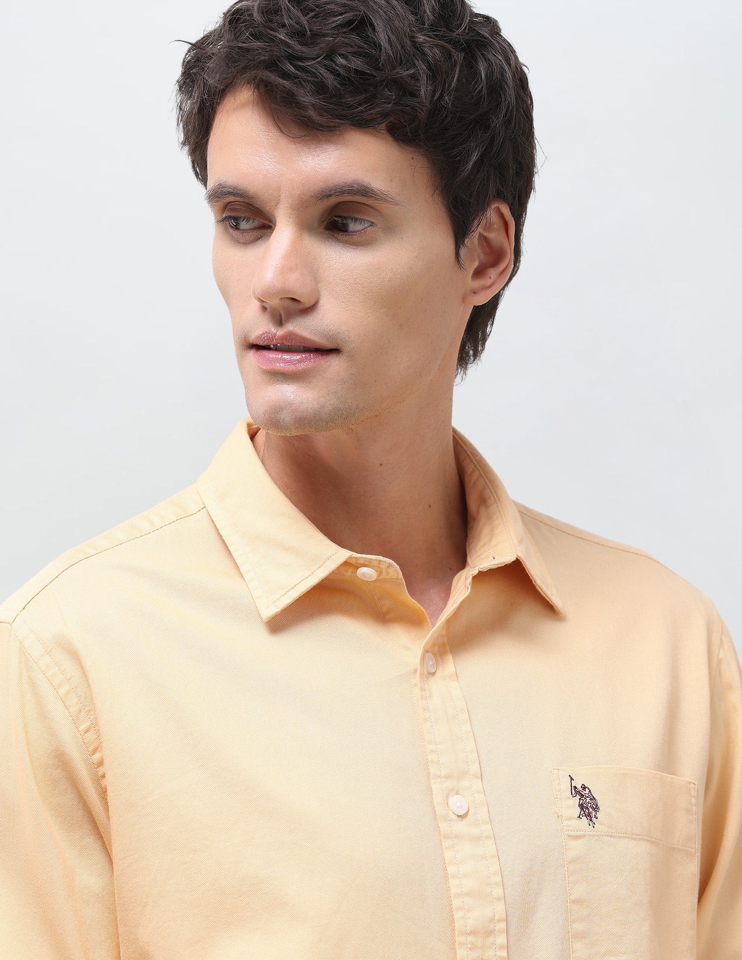 Solid Tailored Fit Shirt Yellow - U.S. Polo Assn. India | Large