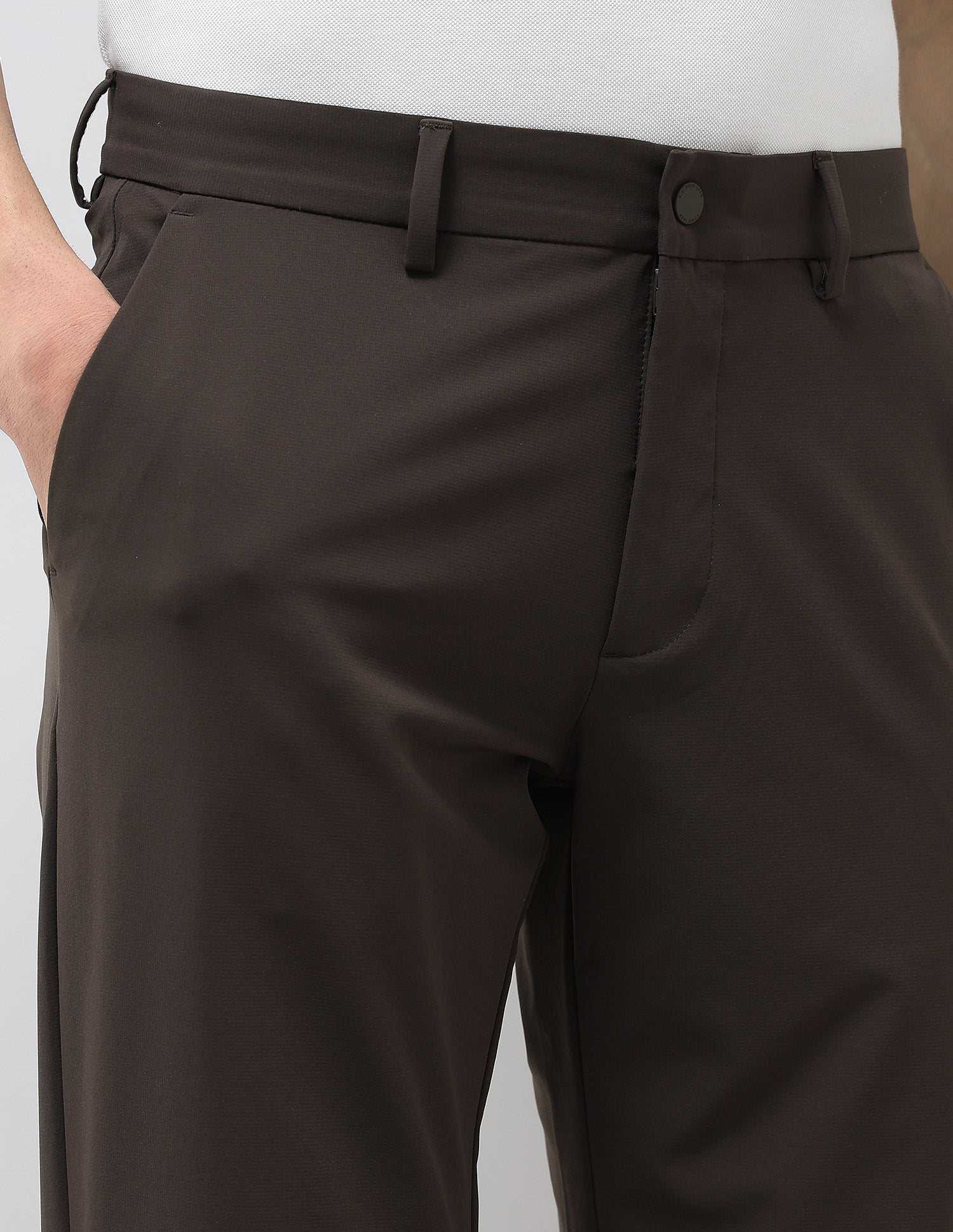 Satin Riley Straight Fit Trousers Choco - U.S. POLO ASSN. | Large
