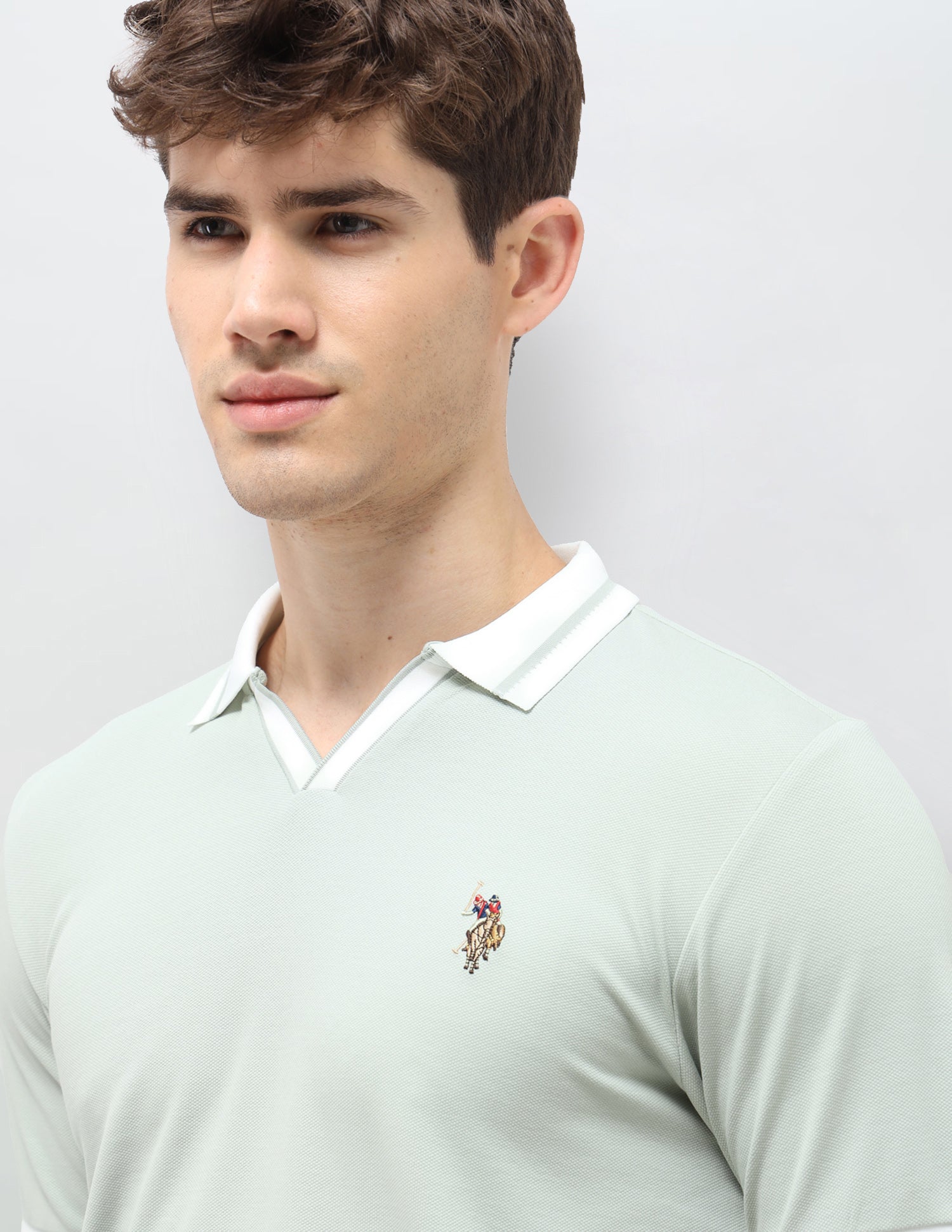 Solid Slim Fit Polo Shirt Green - U.S. Polo Assn. India | Large